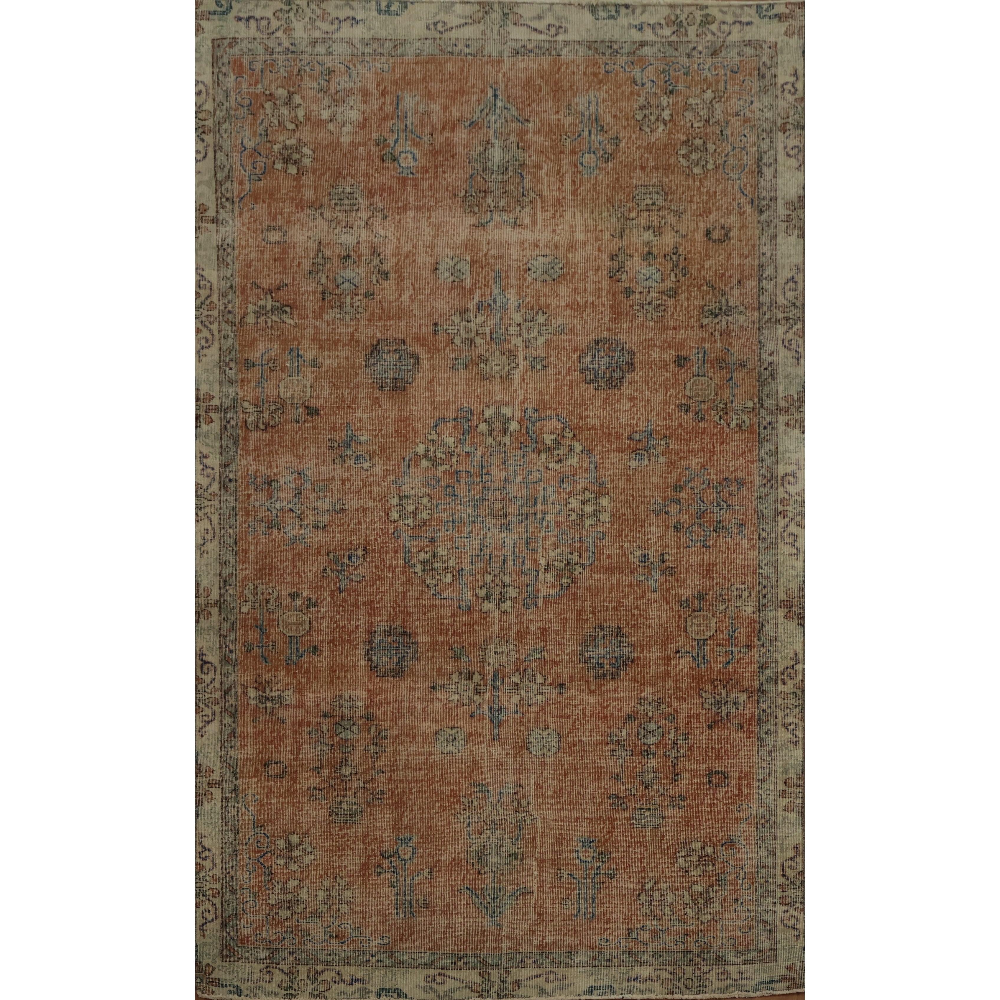 Hand Knotted Oriental 100 Wool Carpet Transitional Floral Oranges Rust Anatolian Area Rug 9 2 X 5 6