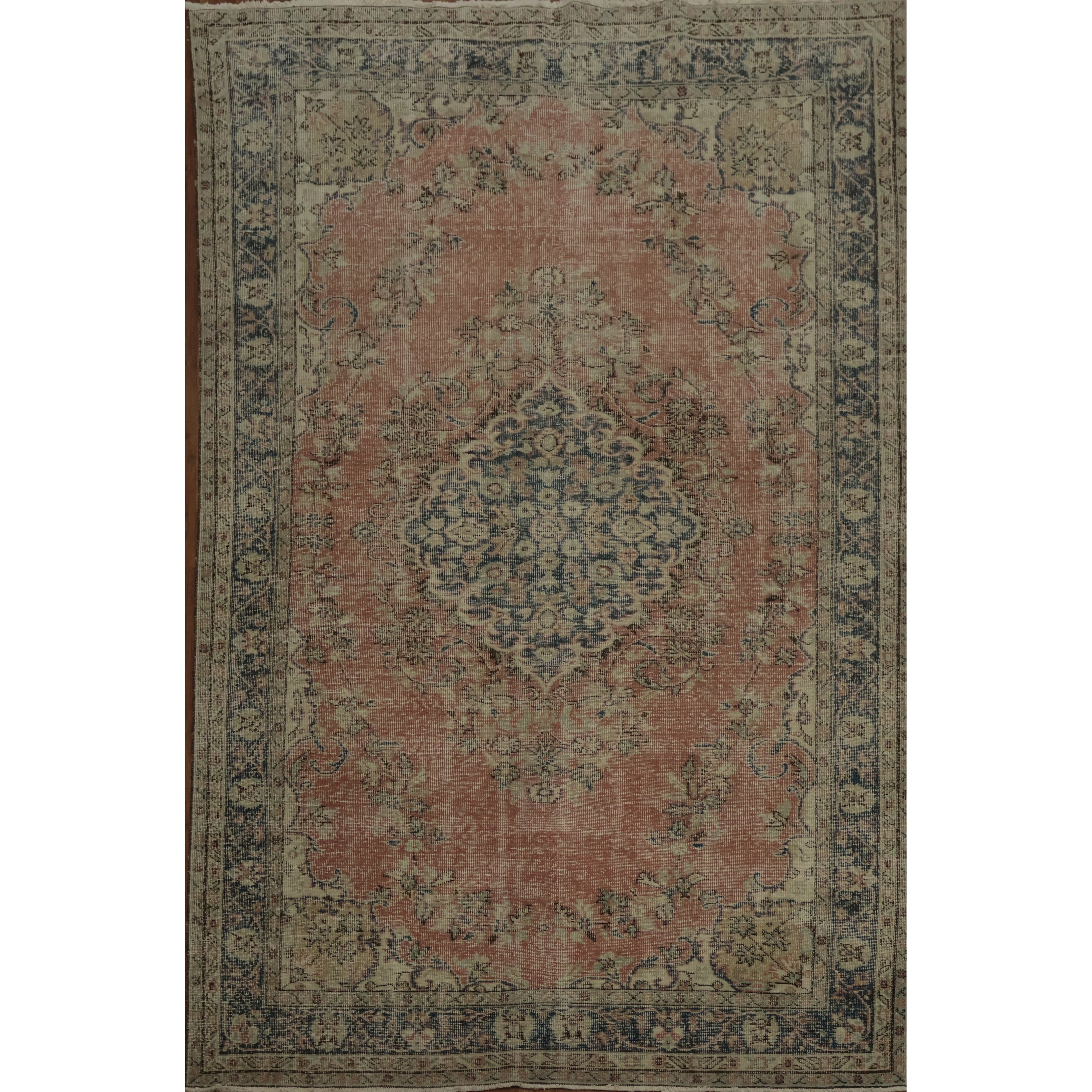 Hand Knotted Oriental 100 Wool Carpet Transitional Floral Pink Anatolian Area Rug 9 9 X 5 6