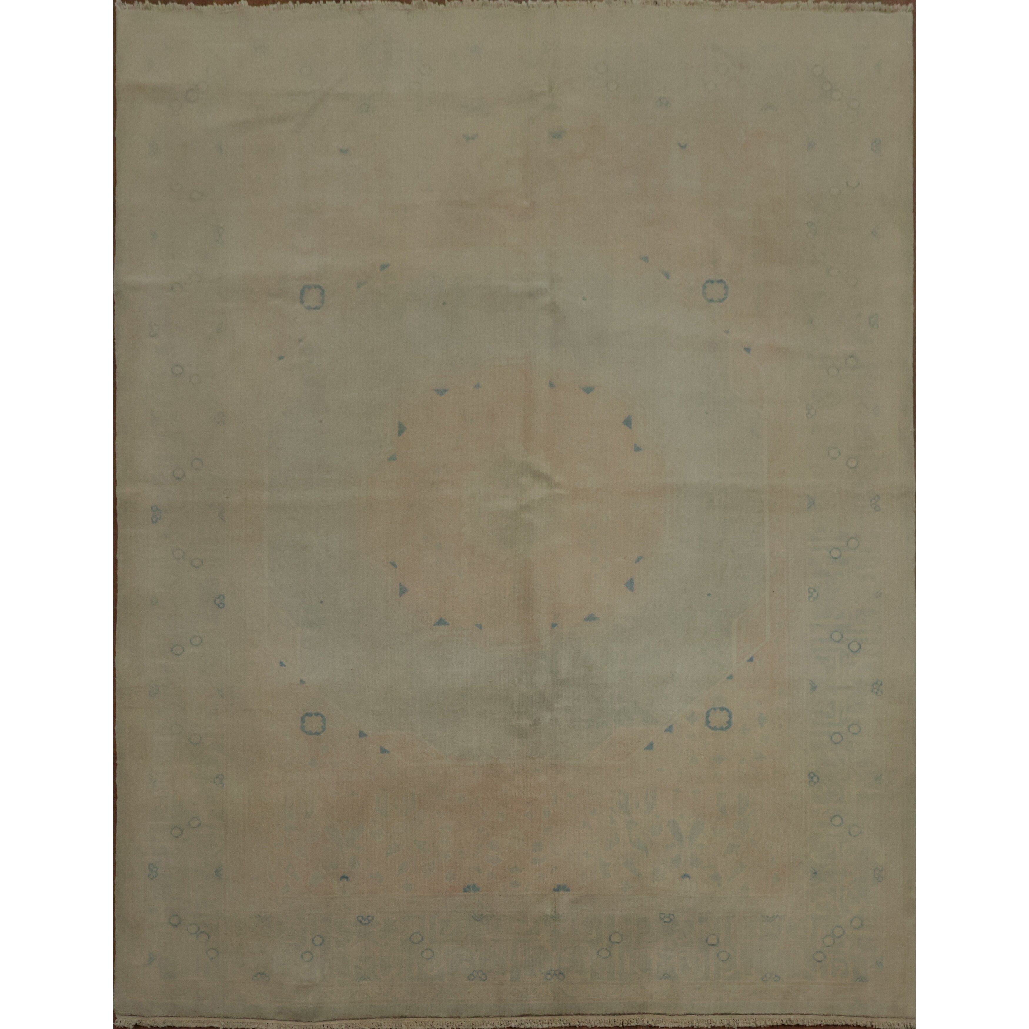 Hand Knotted Oriental 100 Wool Carpet Transitional Geometric Greys Charcoal Oushak Area Rug 7 11 X 6 2