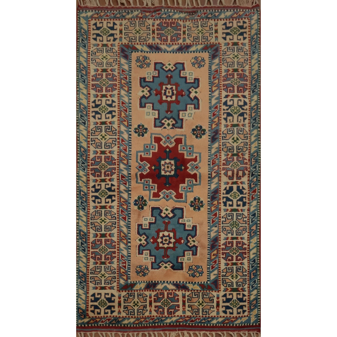 Hand Knotted Oriental 100 Wool Carpet Transitional Geometric Oranges Rust Anatolian Area Rug 6 7 X 3 11