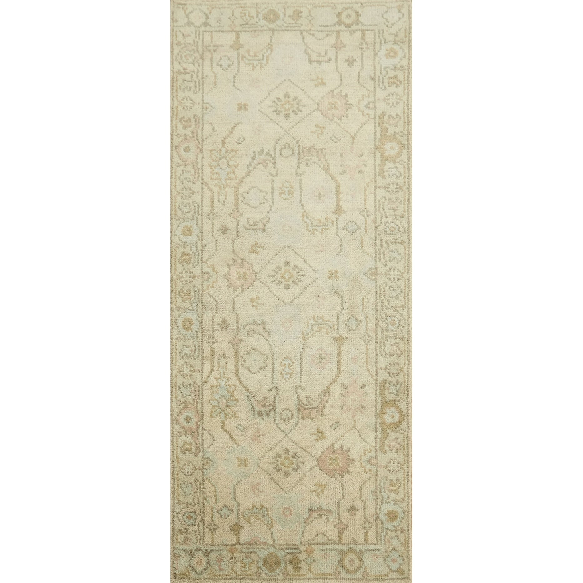 Hand Knotted Oriental 100 Wool Carpet Transitional Ivories Oushak Runner Rug 6 0 X 2 6
