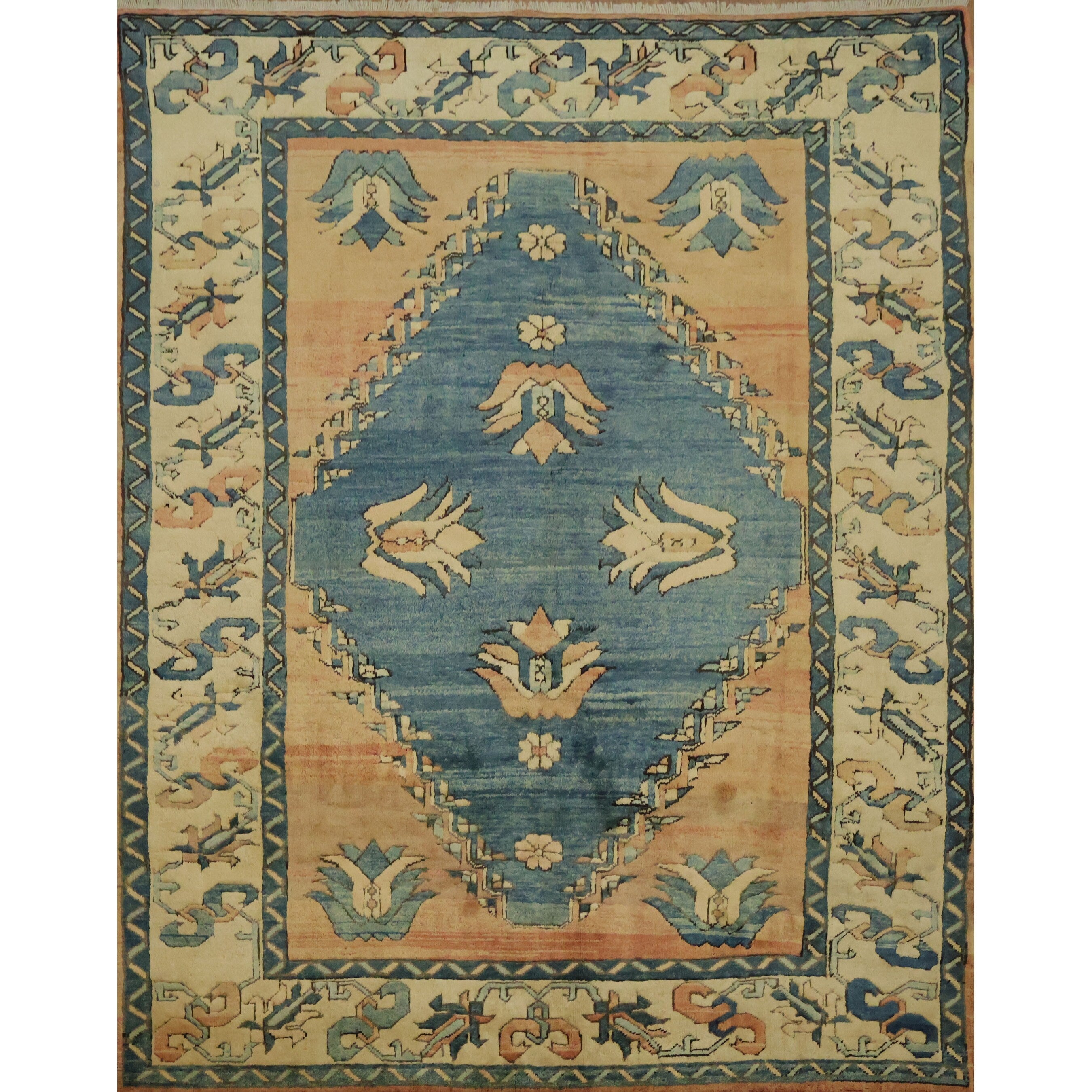 Hand Knotted Oriental 100 Wool Carpet Transitional Orange Anatolian Area Rug 8 1 X 6 4
