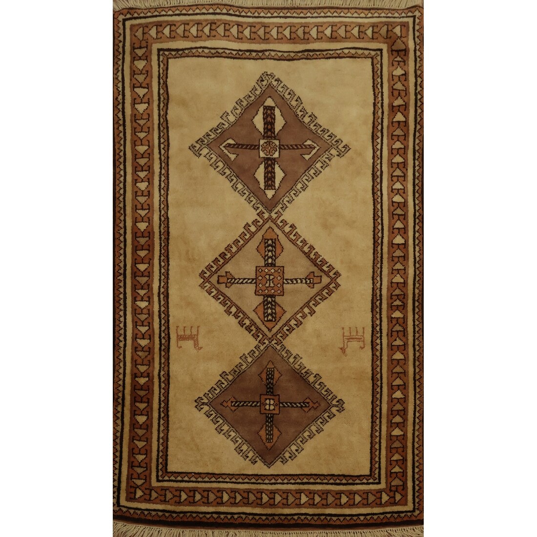 Hand Knotted Oriental 100 Wool Carpet Tribal Medallion Yellow Gold Gabbeh Area Rug 5 5 X 3 4