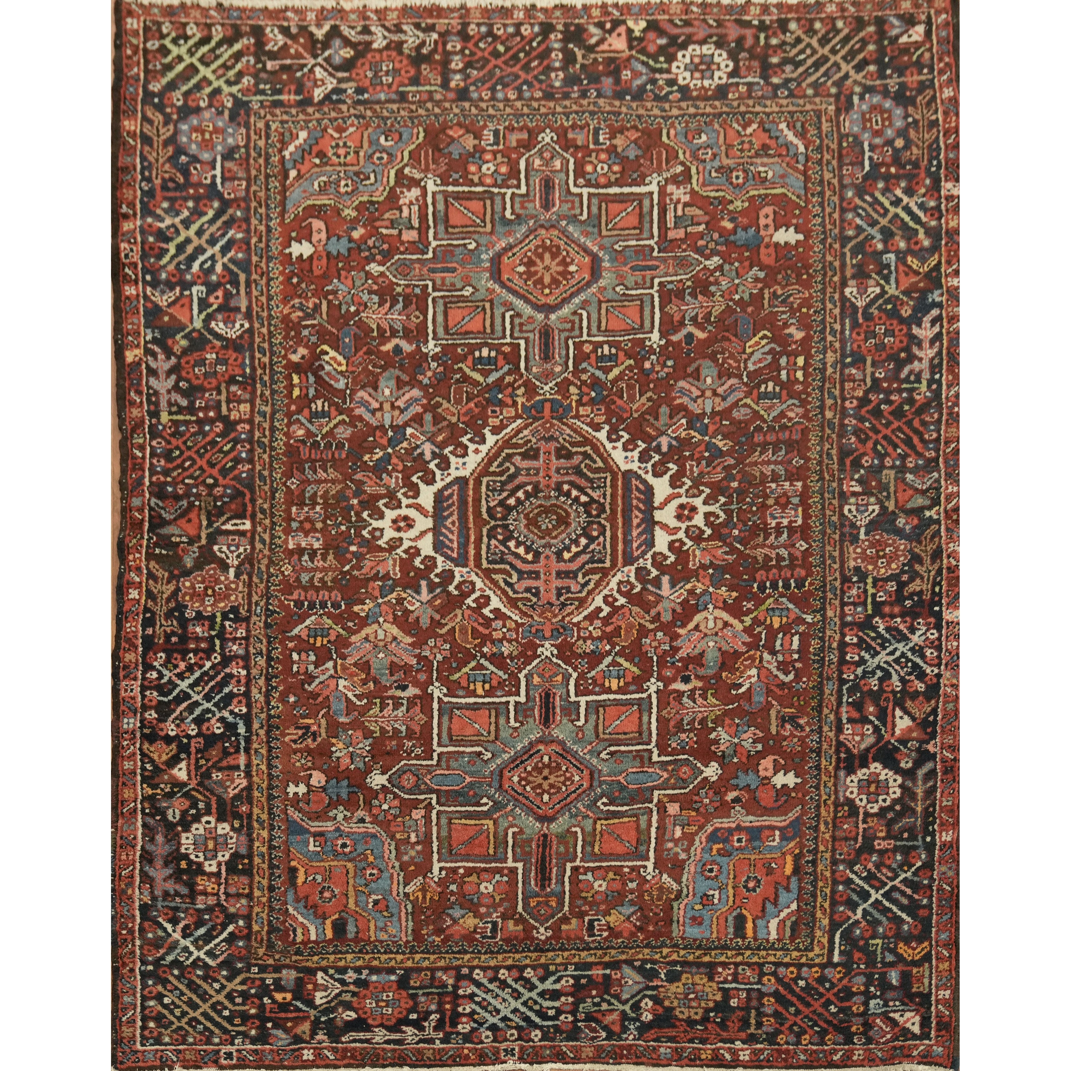 Hand Knotted Oriental Traditional Medallion Red Gharajeh Area Rug 6 0 X 4 9