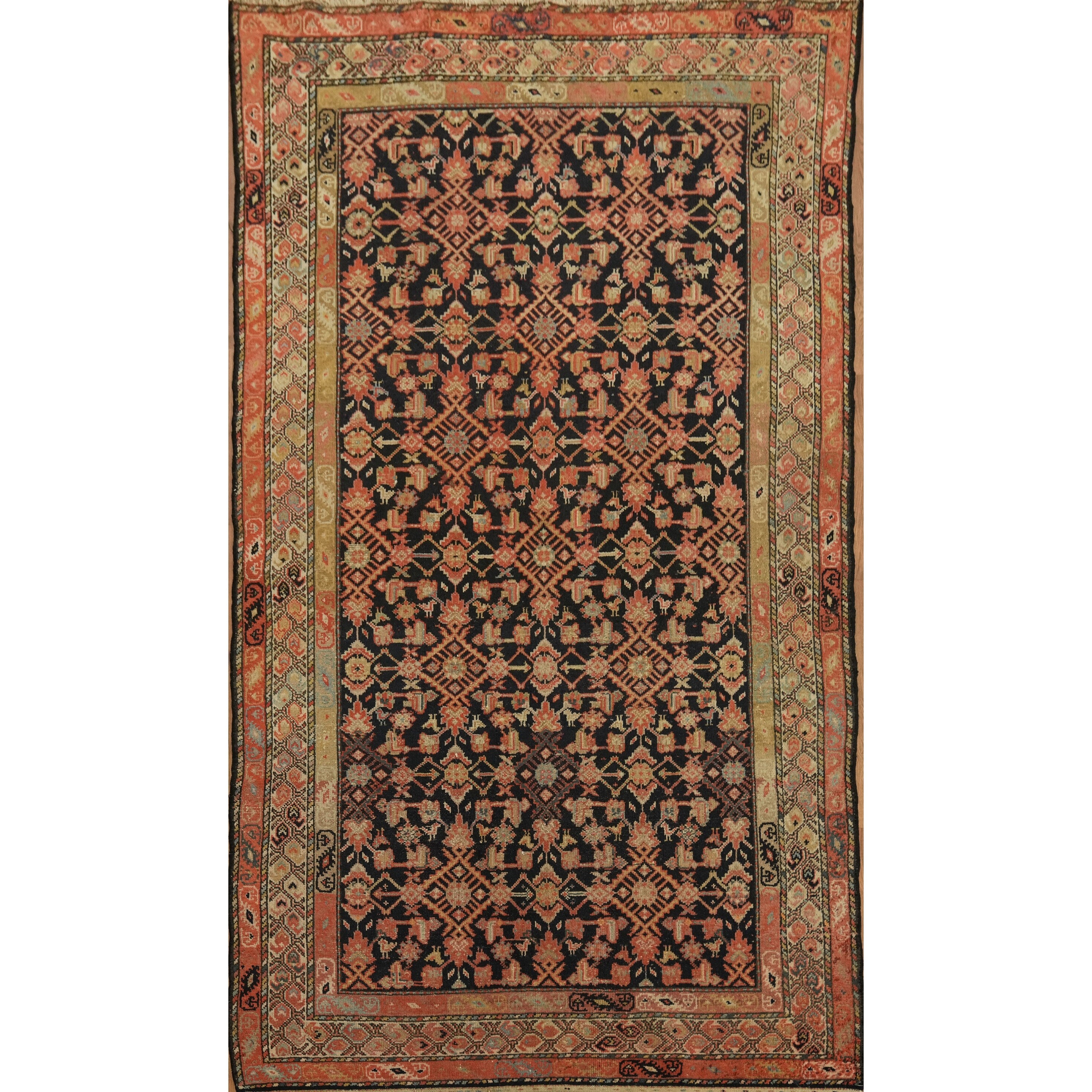 Hand Knotted Oriental Traditional Navy Blue Malayer Area Rug 8 0 X 4 8