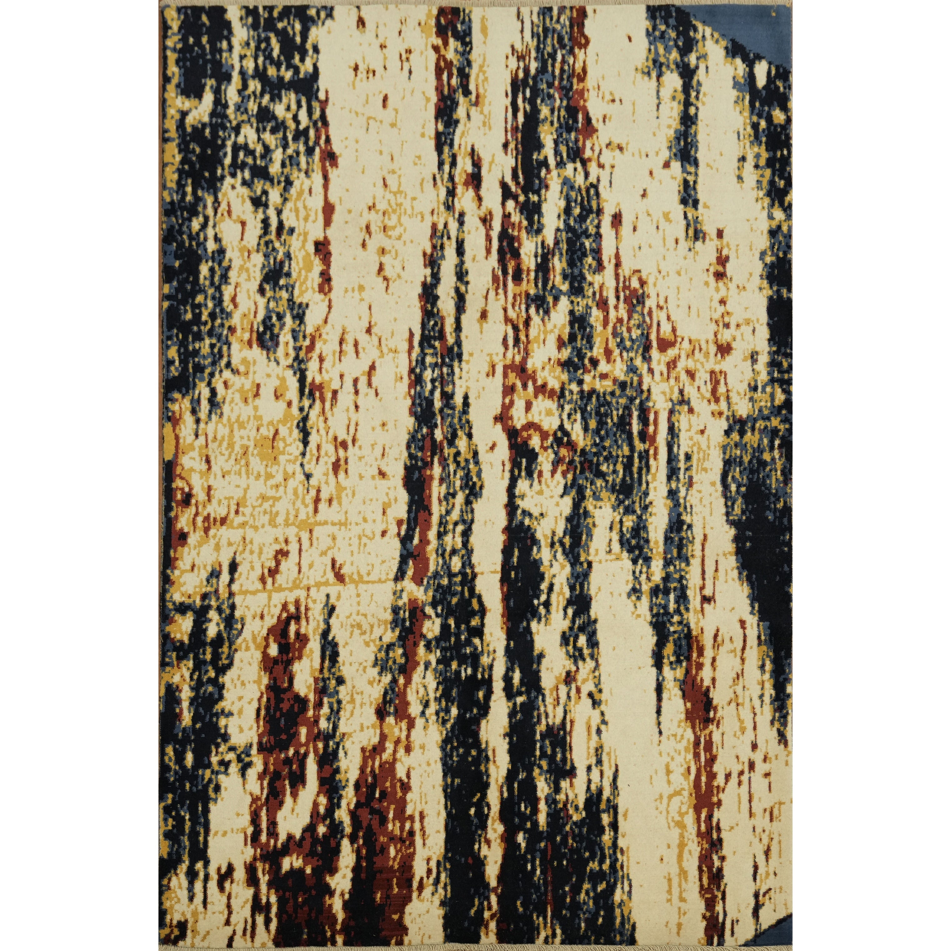 Hand Knotted Oriental Wool Carpet Modern Beige Ivories Abstract Area Rug 9 10 X 6 9