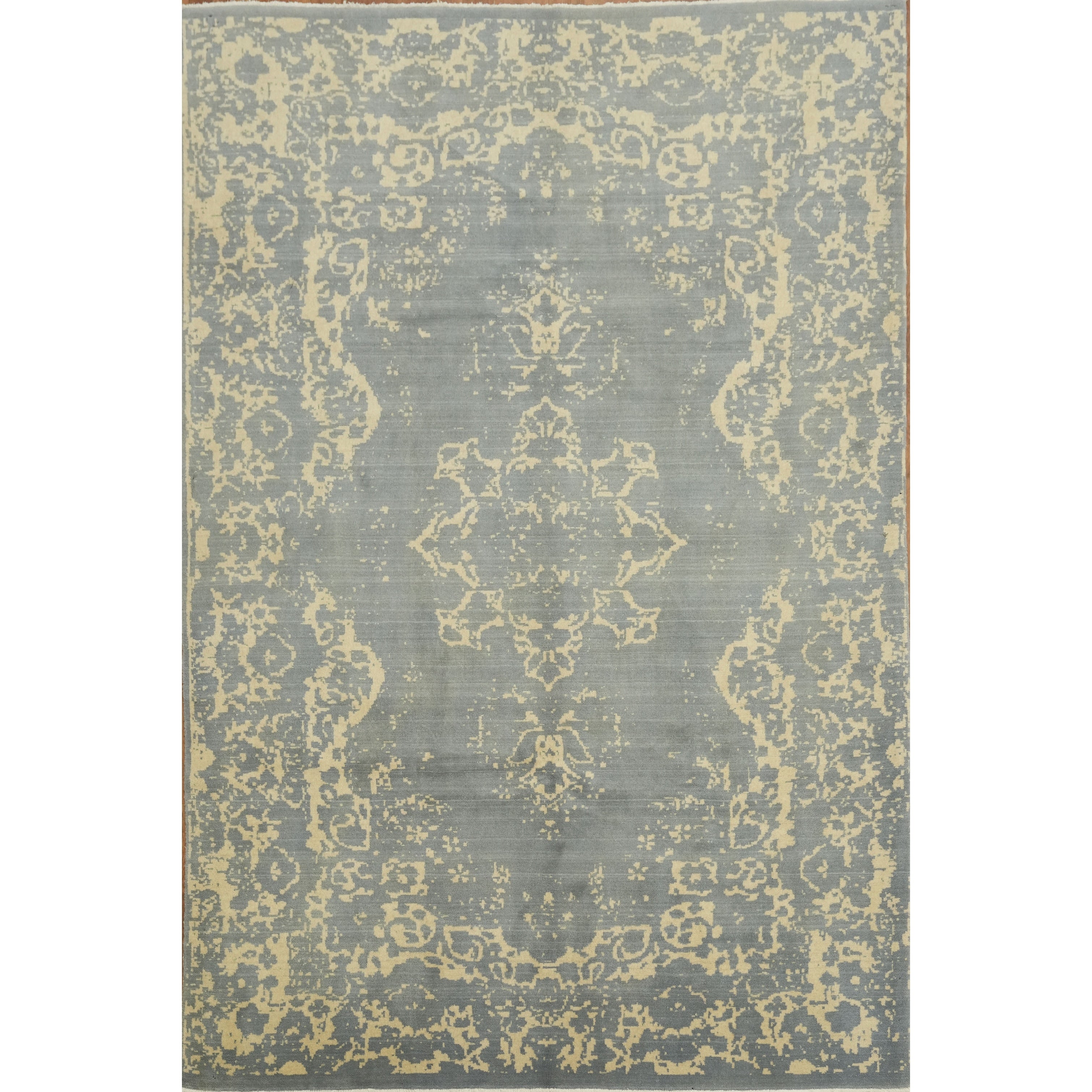 Hand Knotted Oriental Wool Carpet Modern Greys Charcoal Abstract Area Rug 9 5 X 6 7