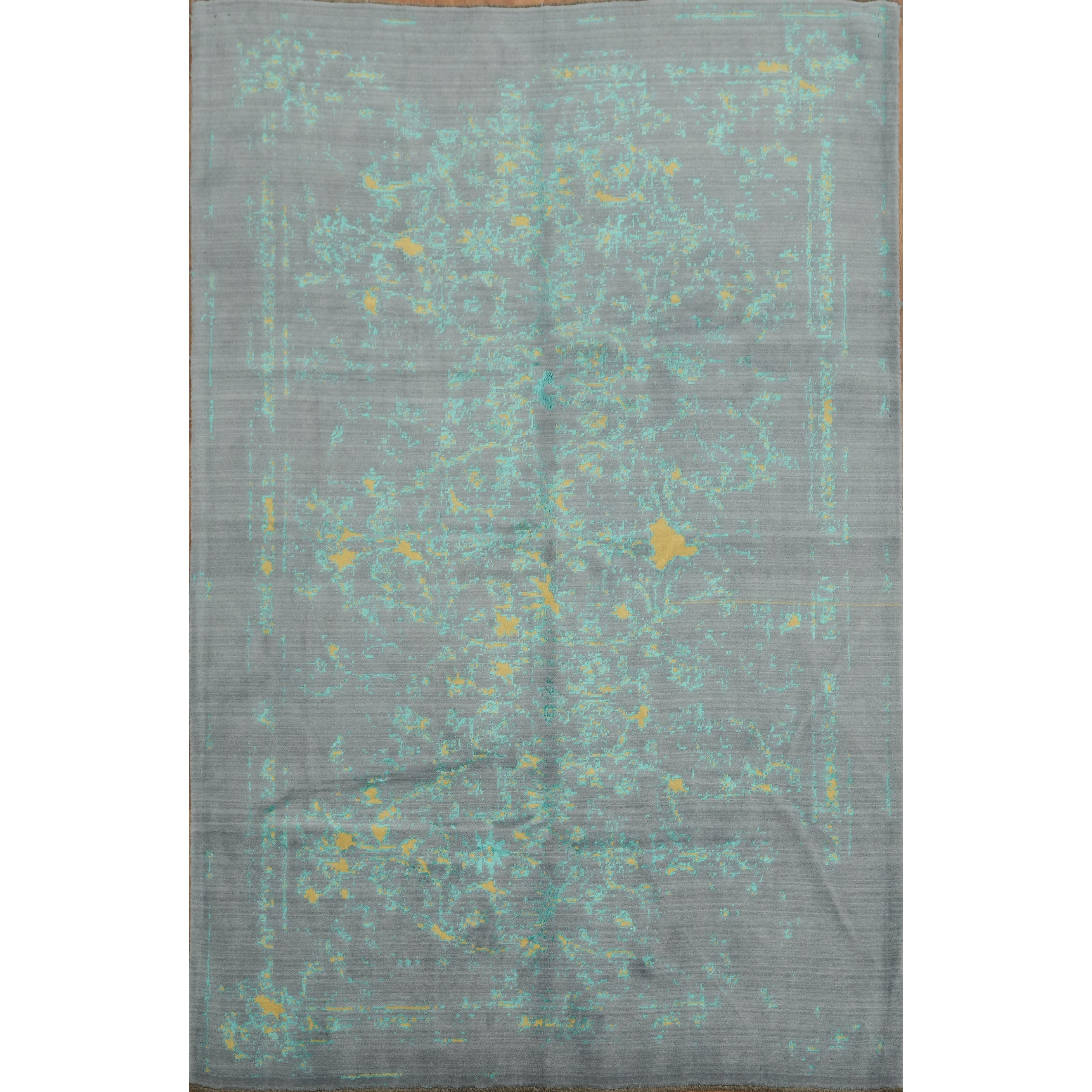Hand Knotted Oriental Wool Carpet Modern Multi Colored Abstract Area Rug 9 9 X 6 6