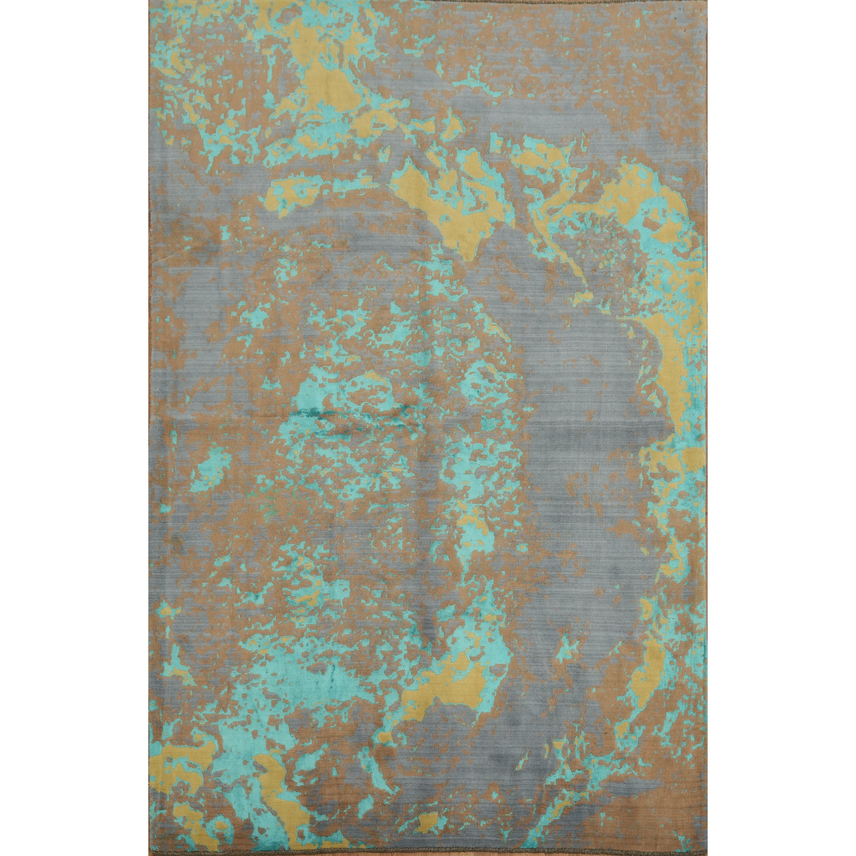 Hand Knotted Oriental Wool Carpet Modern Multi Colored Abstract Area Rug 9 9 X 6 6