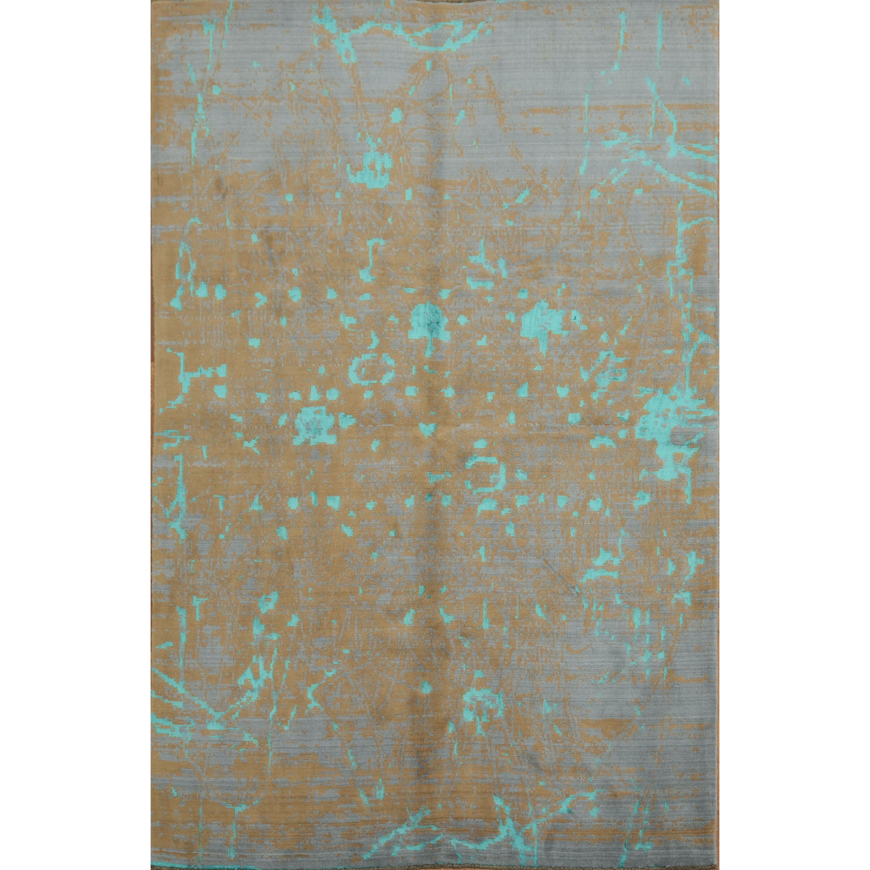 Hand Knotted Oriental Wool Carpet Modern Multi Colored Abstract Area Rug 9 10 X 6 5