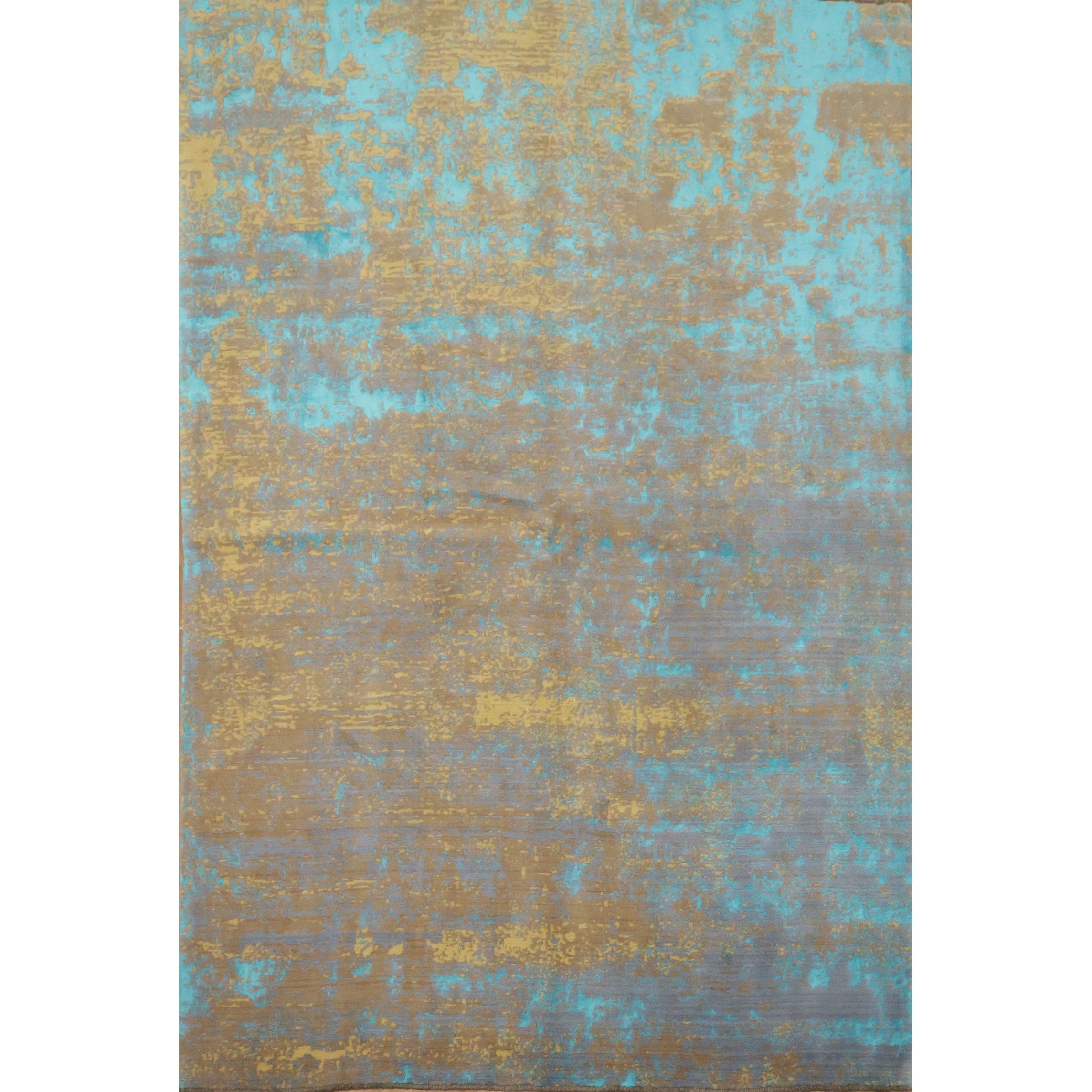 Hand Knotted Oriental Wool Carpet Modern Yellow Gold Abstract Area Rug 9 9 X 6 5