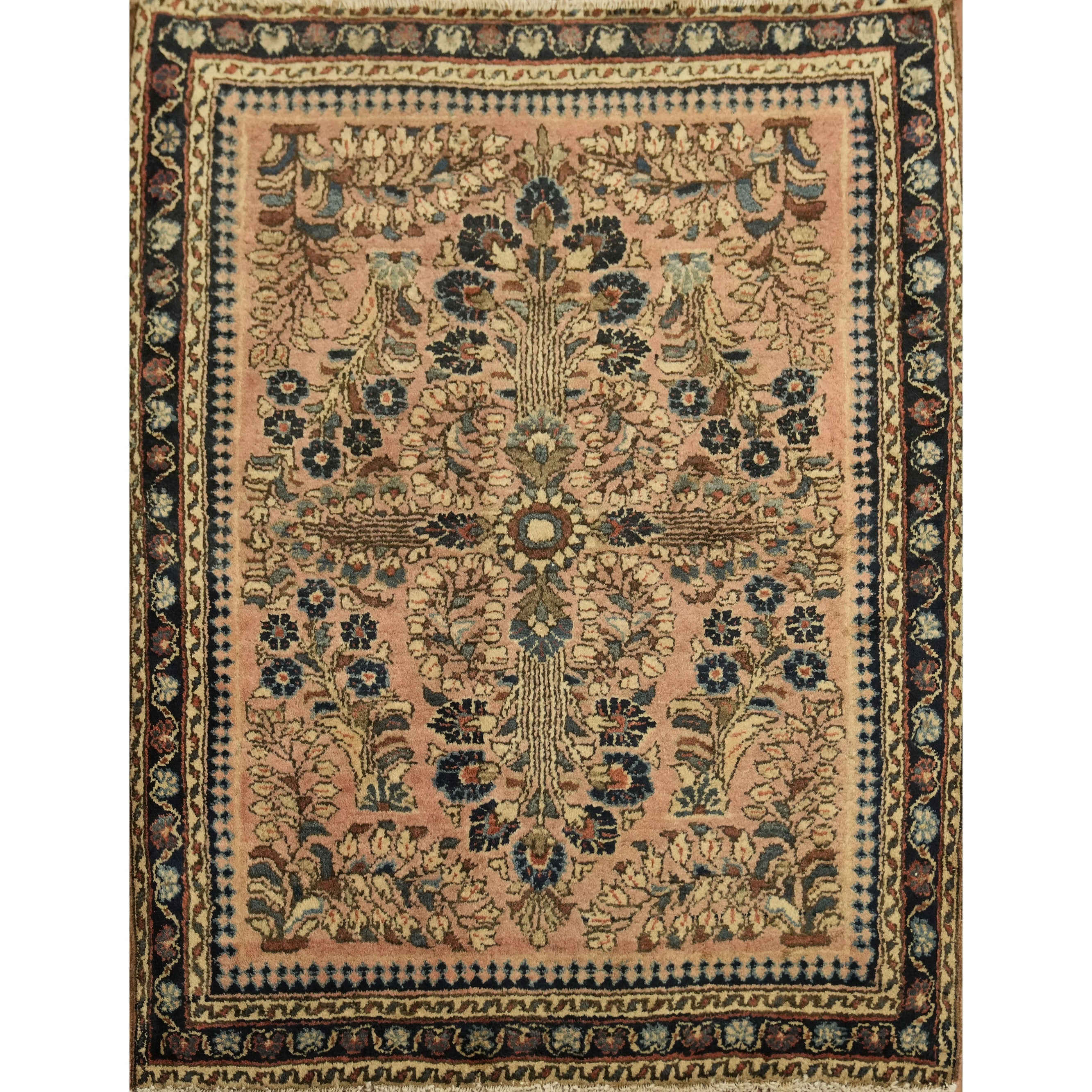 Hand Knotted Oriental Wool Carpet Traditional All Over Coral Sarouk Area Rug 2 6 X 1 11