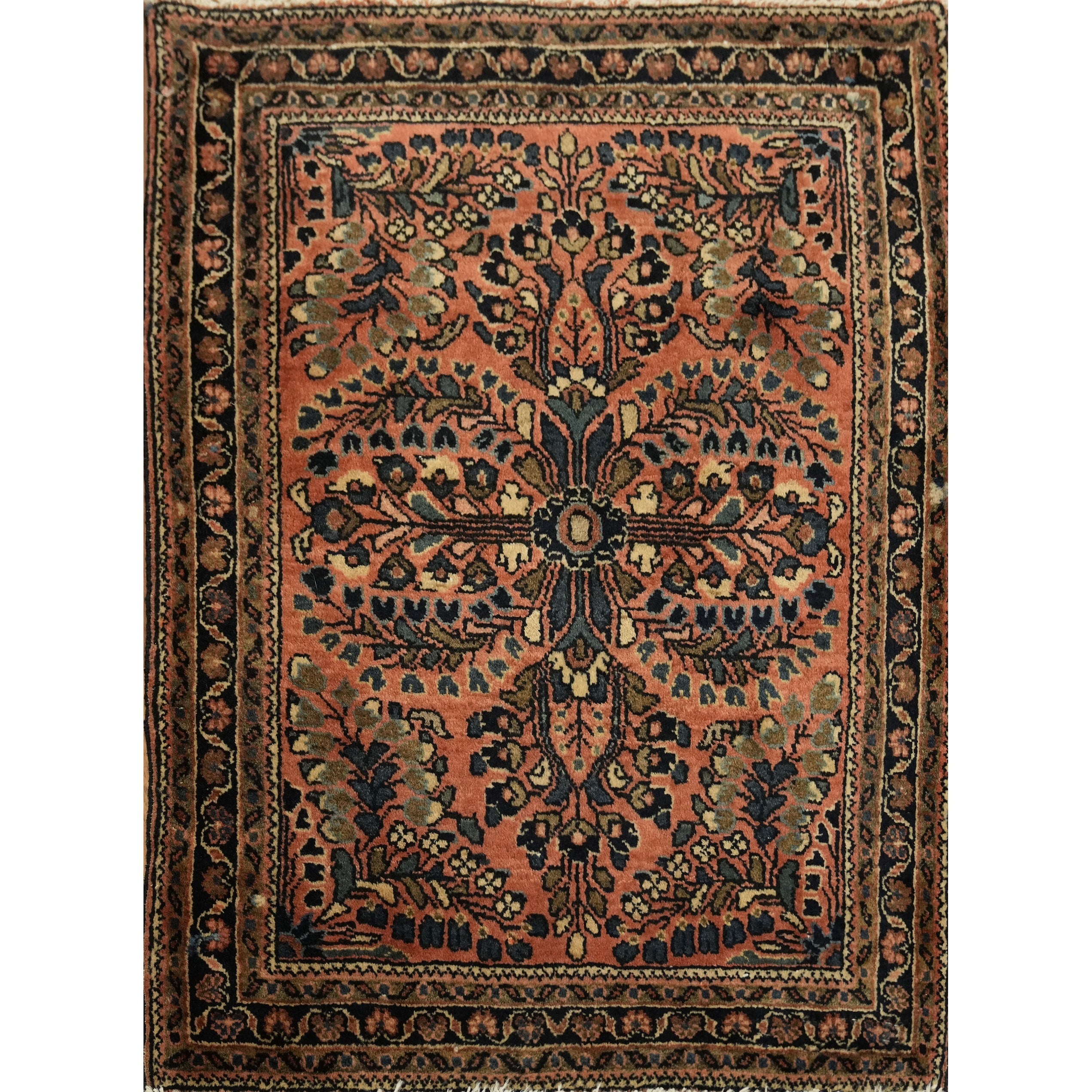 Hand Knotted Oriental Wool Carpet Traditional Oranges Rust Sarouk Area Rug 2 6 X 1 10