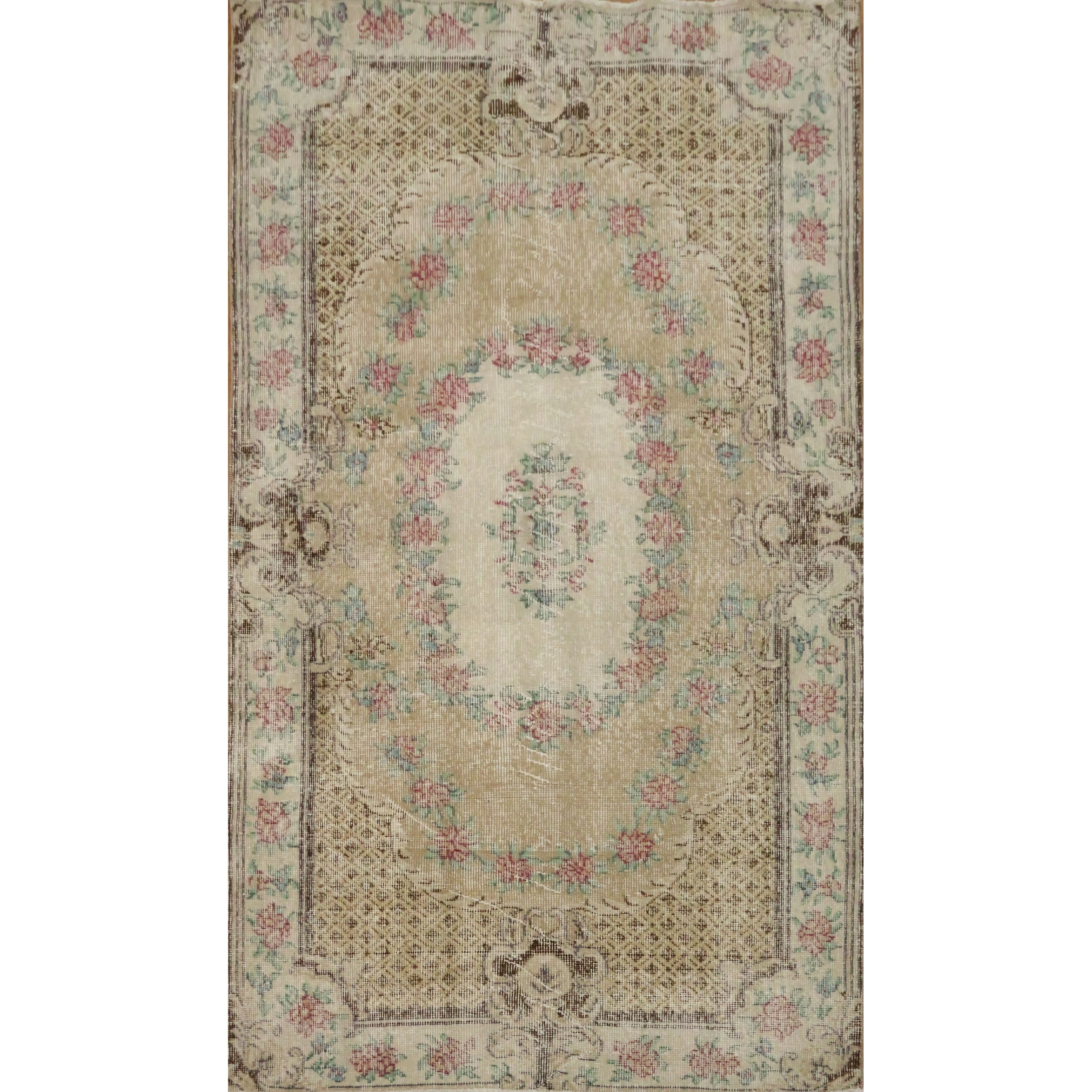 Hand Knotted Oriental Wool Carpet Transitional Beige Ivories Area Rug 6 7 X 3 10