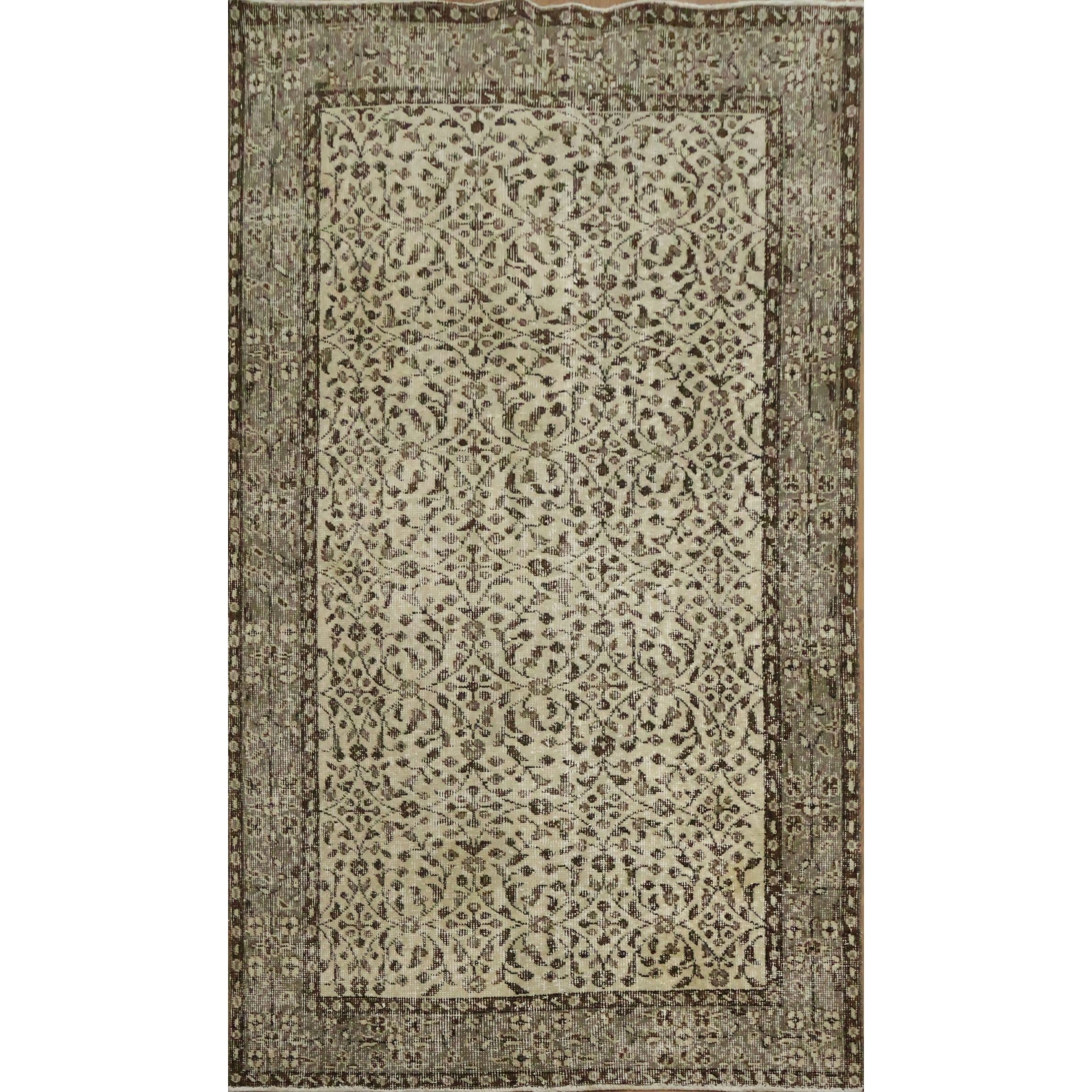 Hand Knotted Oriental Wool Carpet Transitional Beige Ivories Area Rug 6 7 X 3 10
