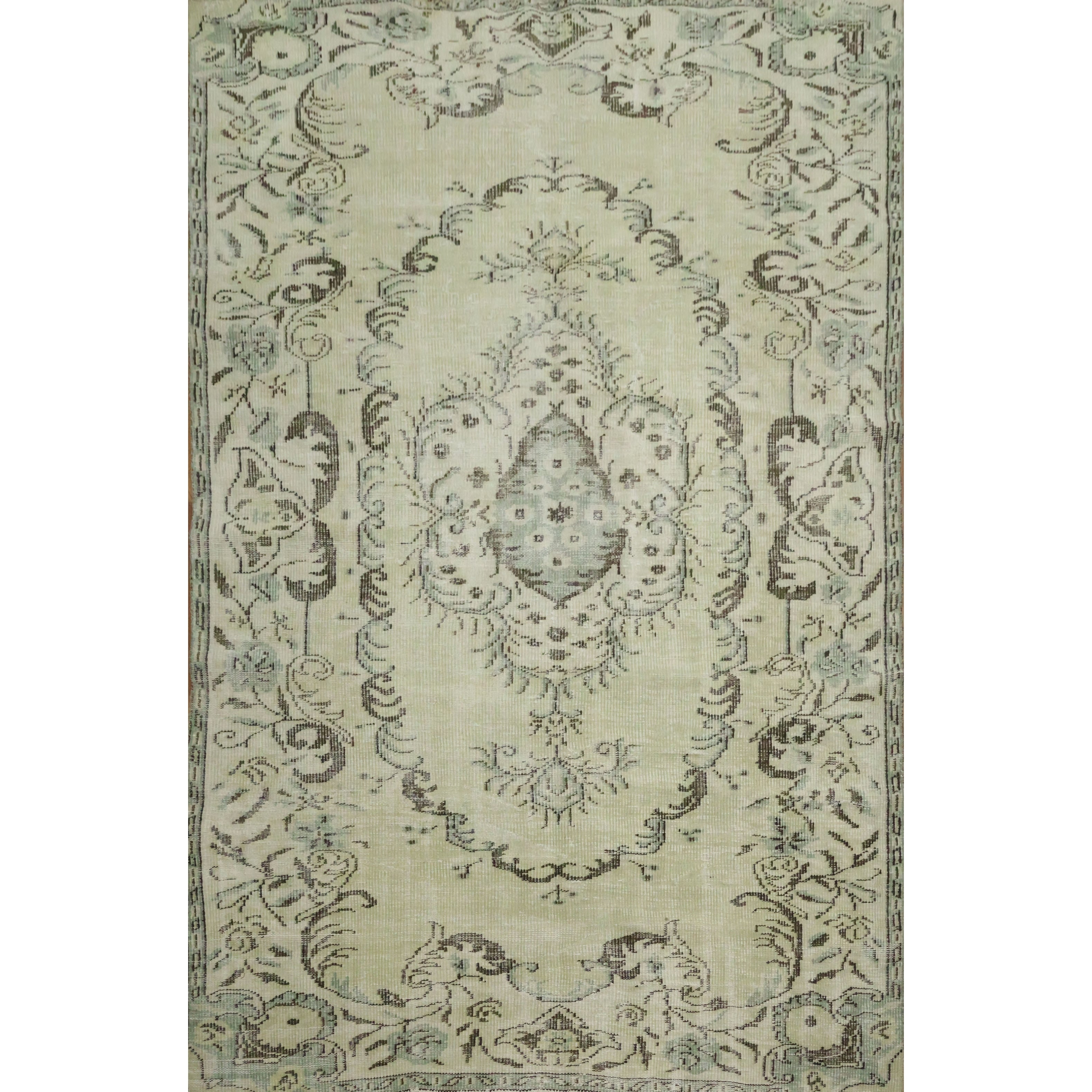Hand Knotted Oriental Wool Carpet Transitional Beige Ivories Area Rug 8 9 X 5 9
