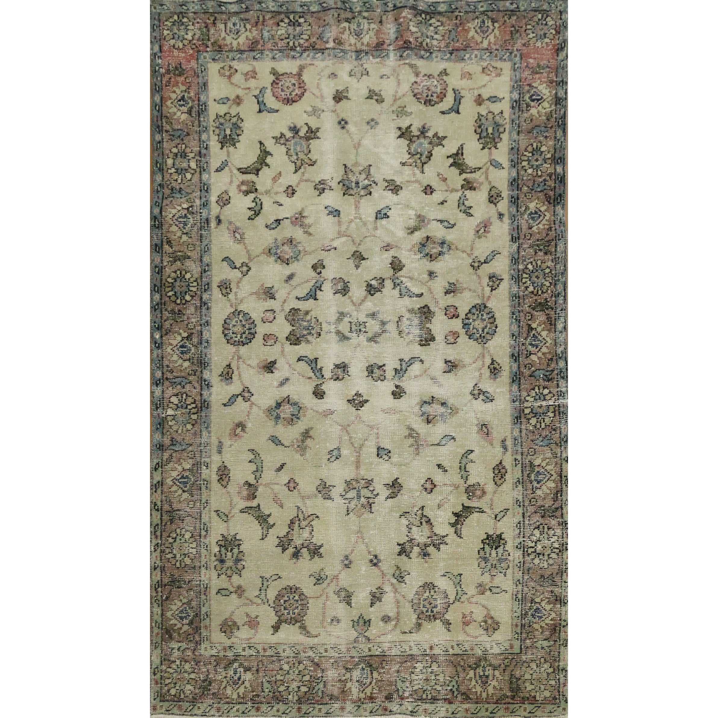 Hand Knotted Oriental Wool Carpet Transitional Beige Ivories Area Rug 6 7 X 3 10