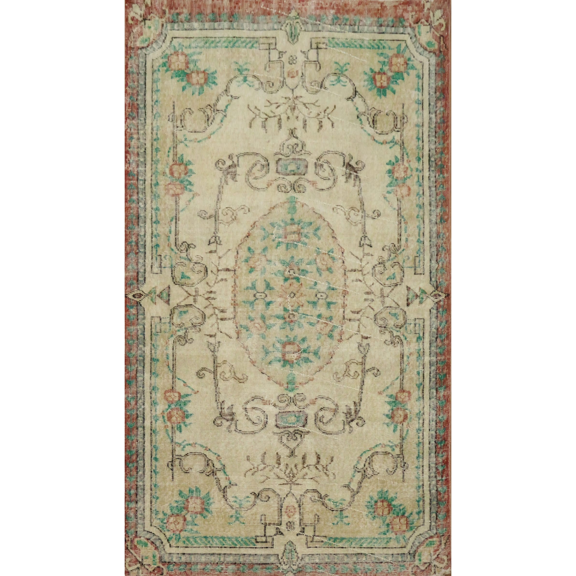 Hand Knotted Oriental Wool Carpet Transitional Beige Ivories Area Rug 6 7 X 3 9