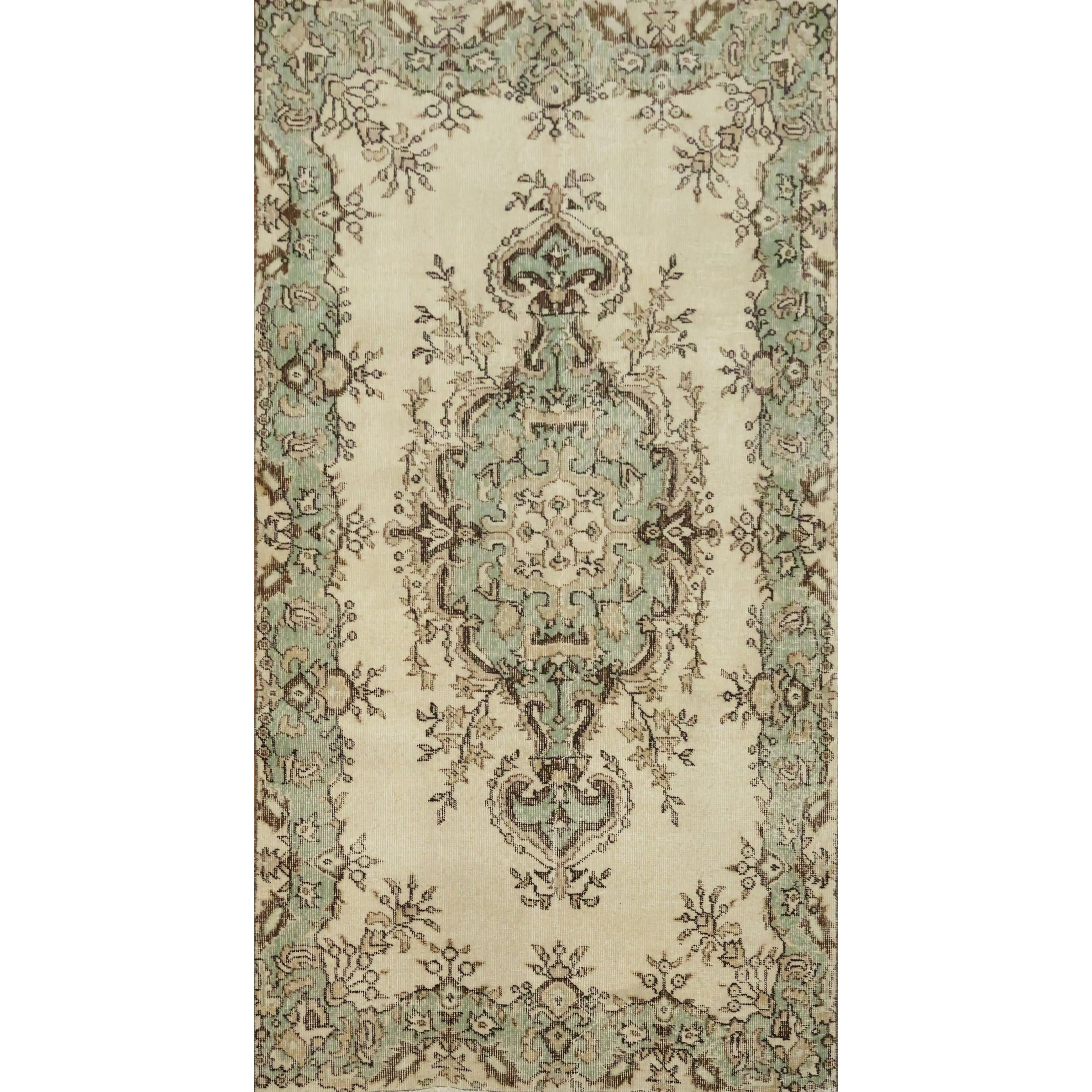 Hand Knotted Oriental Wool Carpet Transitional Beige Ivories Area Rug 7 0 X 3 9