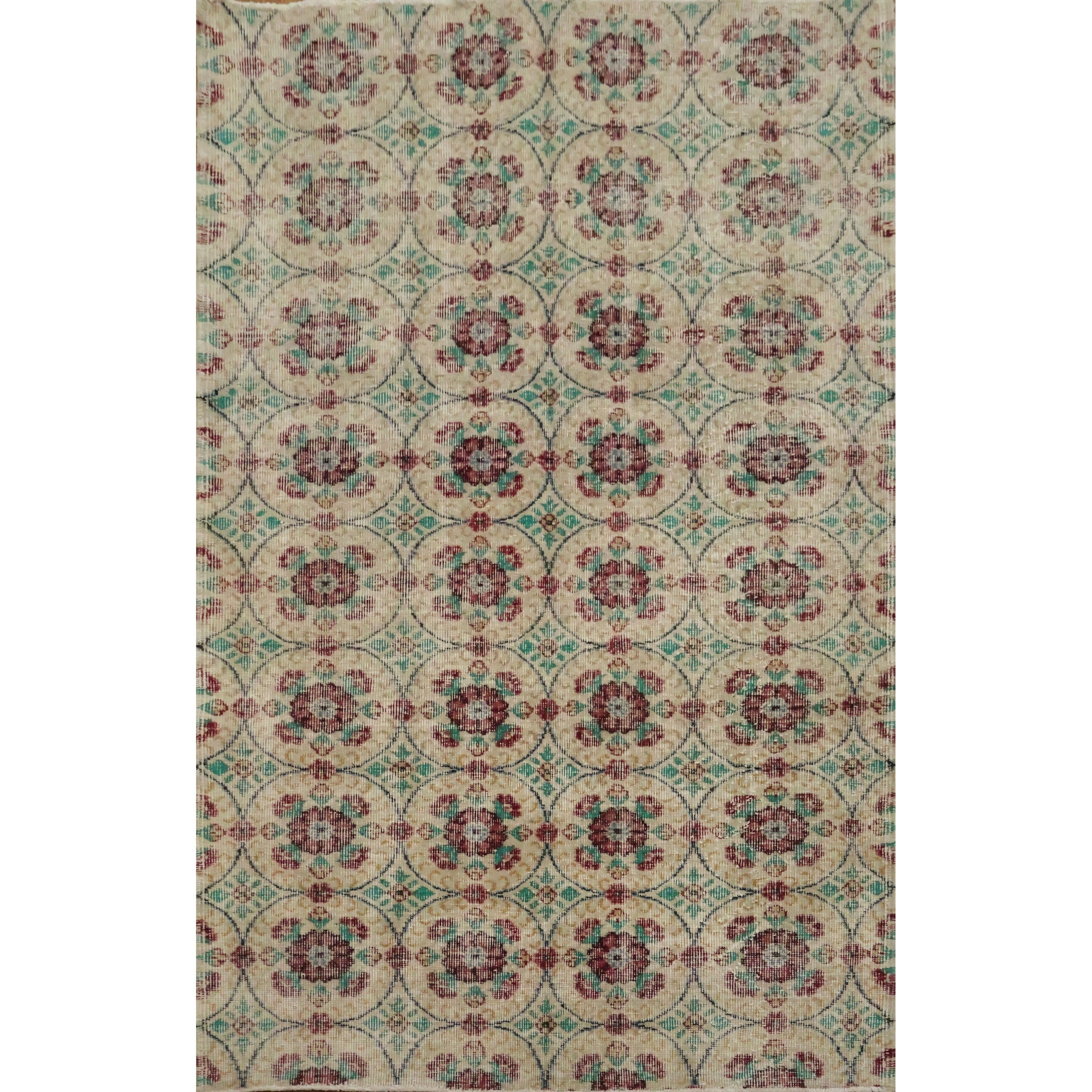 Hand Knotted Oriental Wool Carpet Transitional Beige Ivories Area Rug 6 8 X 4 3