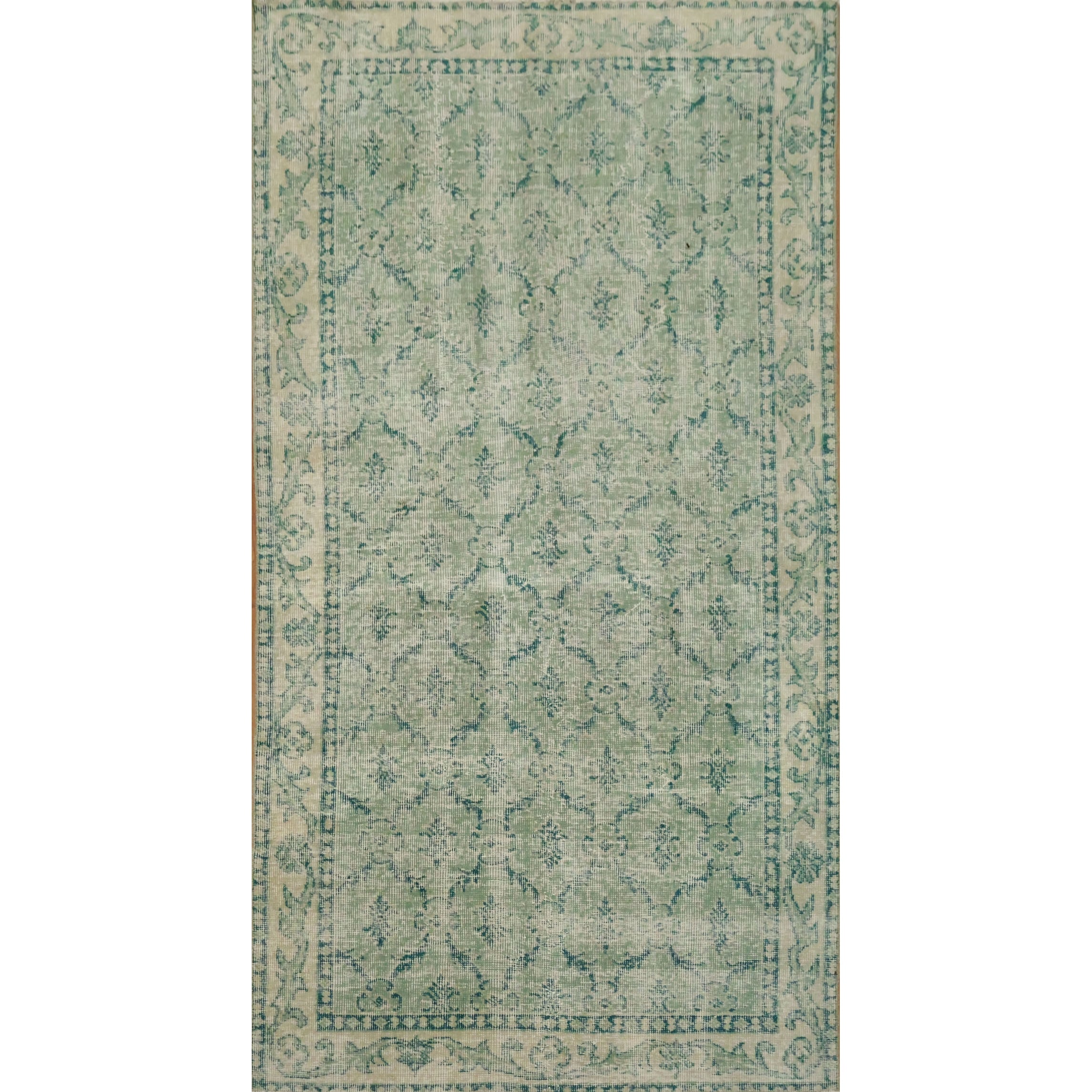 Hand Knotted Oriental Wool Carpet Transitional Green Anatolian Area Rug 6 10 X 3 8