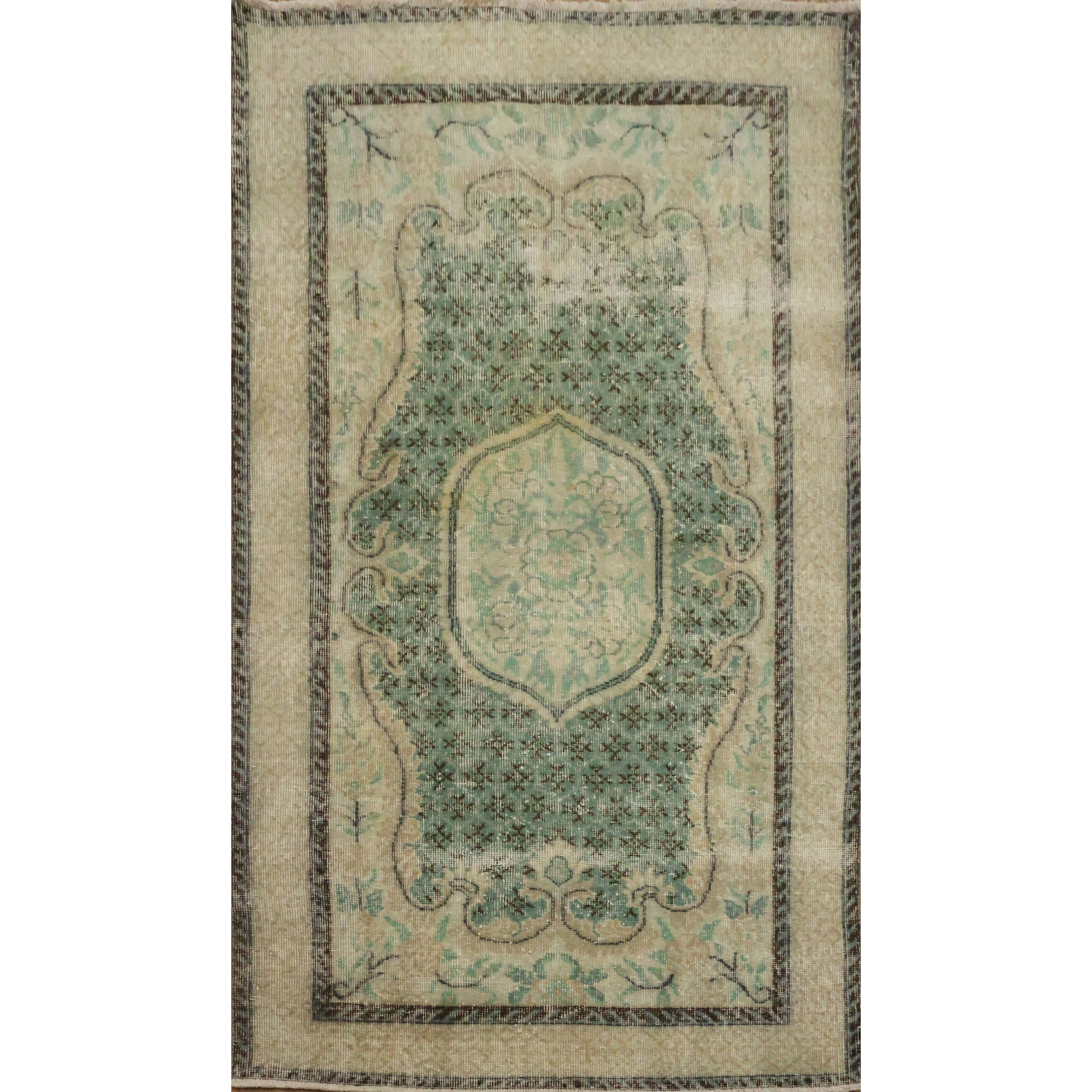 Hand Knotted Oriental Wool Carpet Transitional Green Anatolian Area Rug 6 8 X 3 10