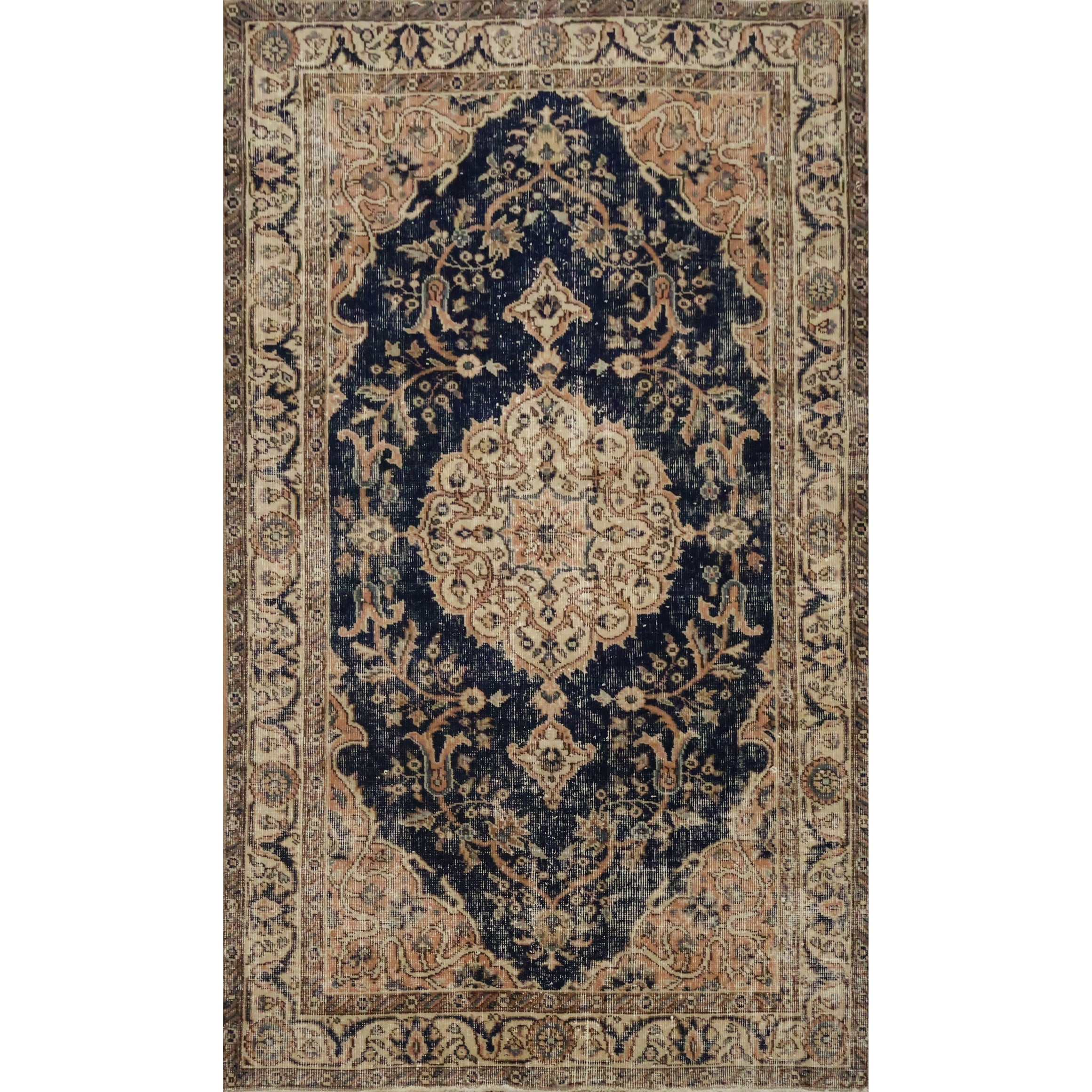 Hand Knotted Oriental Wool Carpet Transitional Navy Blue Blues Area Rug 6 6 X 3 10