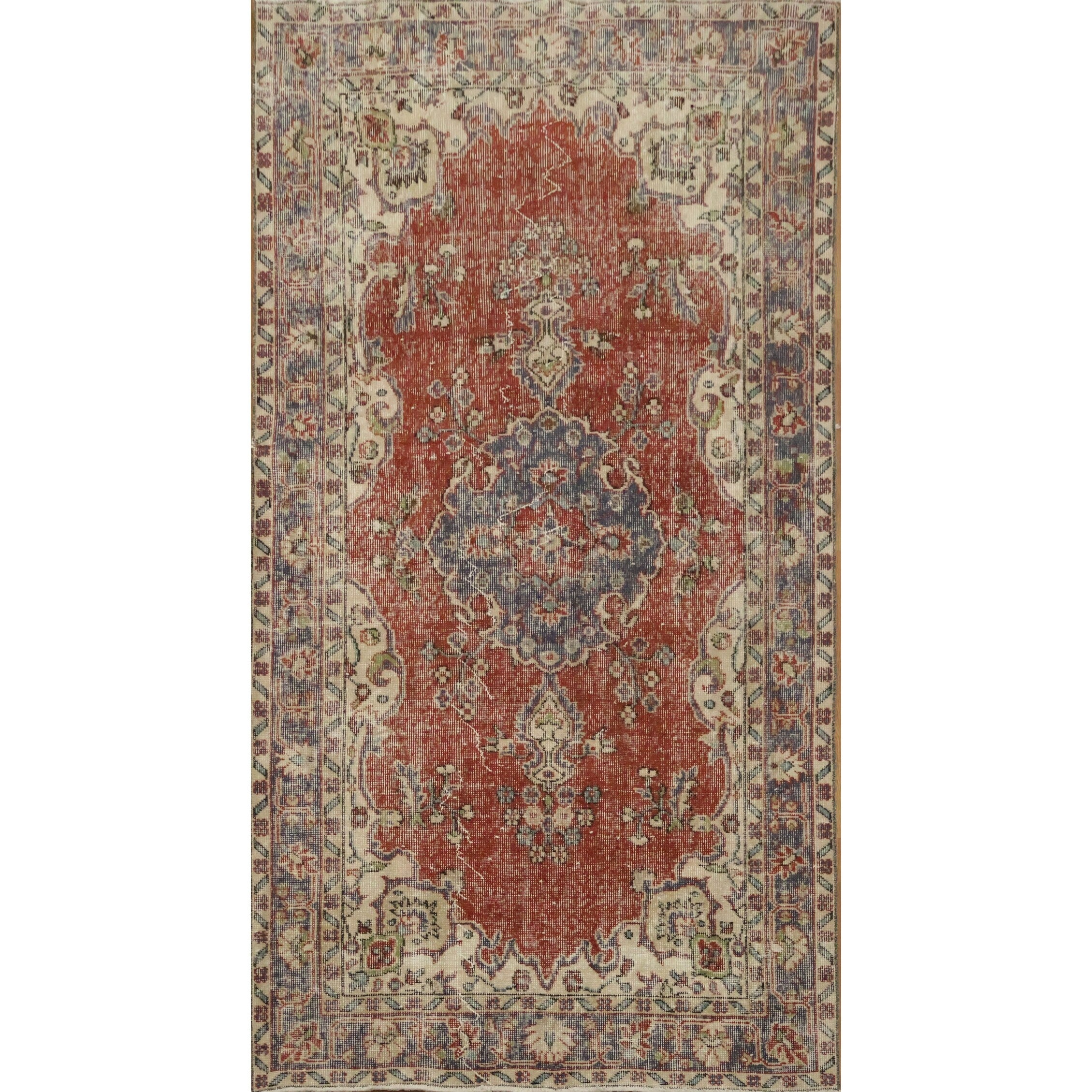 Hand Knotted Oriental Wool Carpet Transitional Red Anatolian Area Rug 6 11 X 3 9