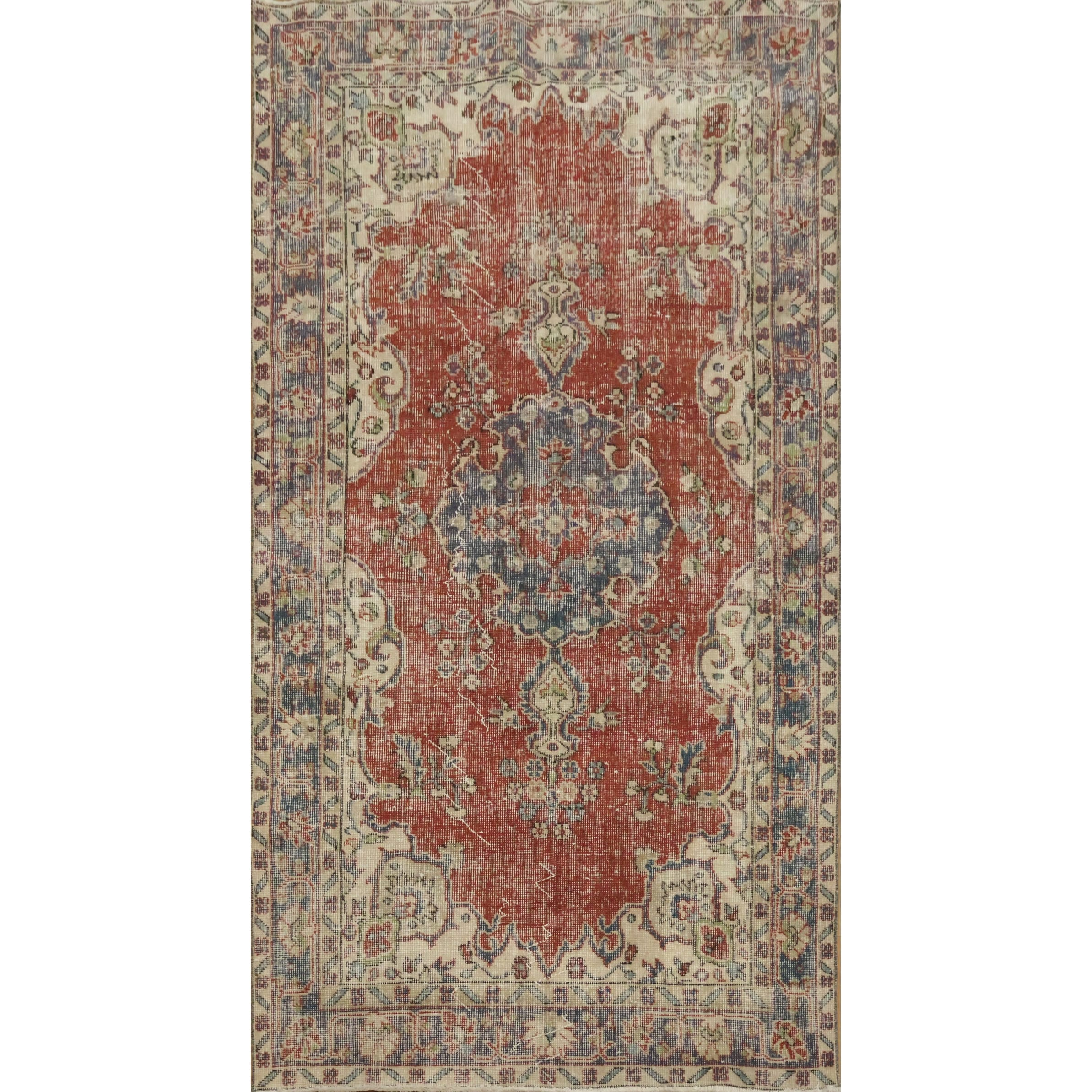 Hand Knotted Oriental Wool Carpet Transitional Red Anatolian Area Rug 6 11 X 3 9