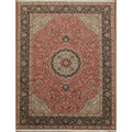 Hand Knotted Oriental Wool Silk Carpet Traditional Floral Red Tabriz Area Rug 13 0 X 9 10