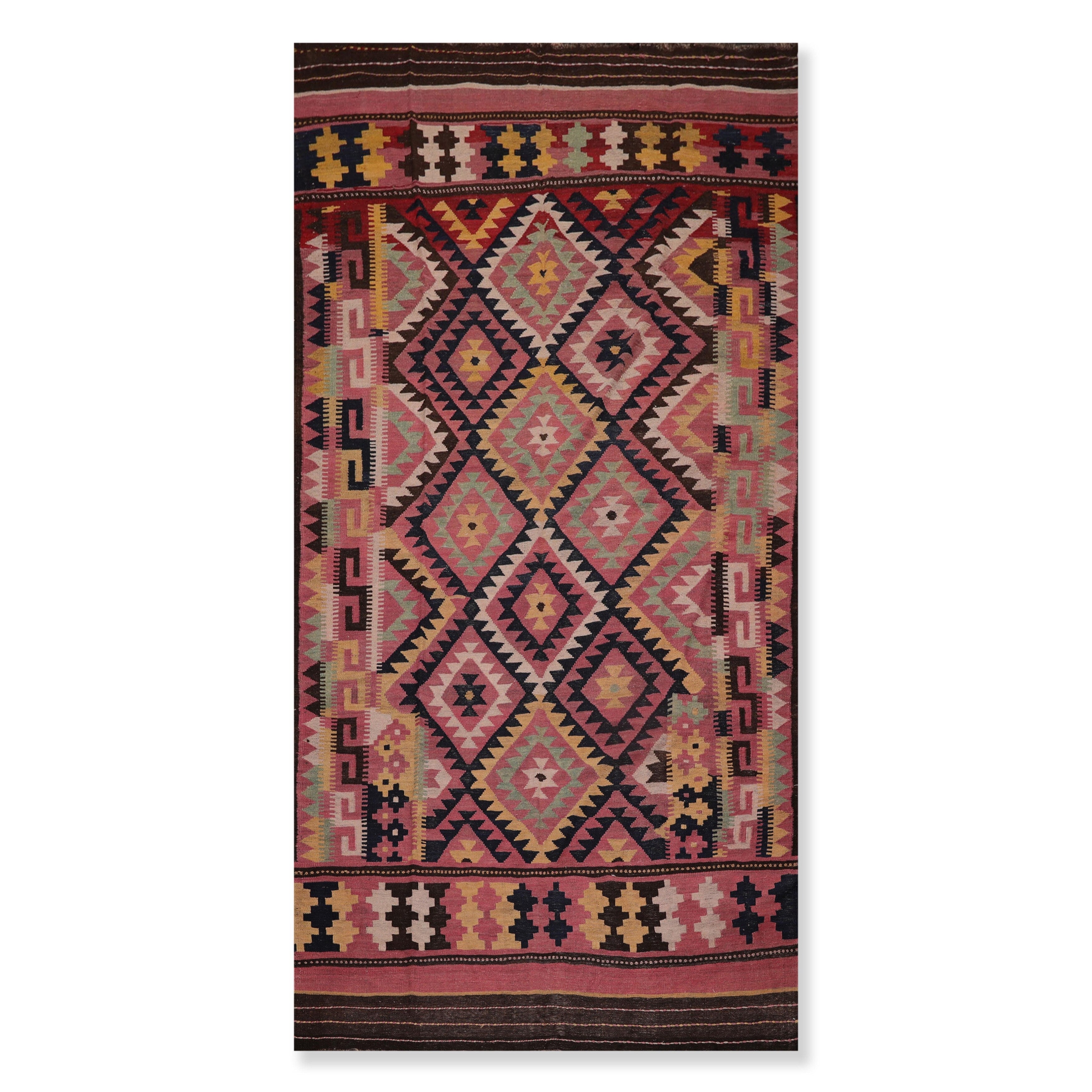 Hand Knotted Southwestern Turkish Kilim Rose Chocolate Persian Oriental Area Rug Wool Traditional Oriental Area Rug Palace