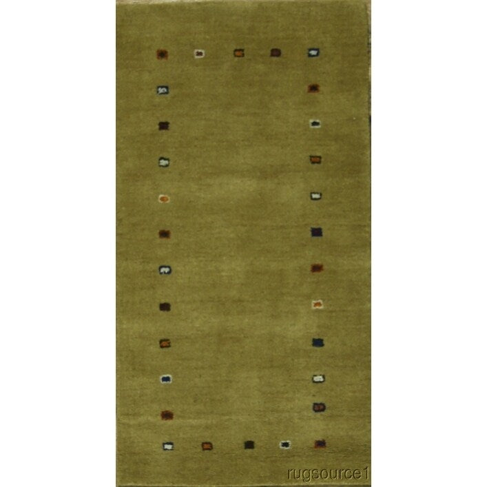 Hand Knotted Woolen Indian Tribal Gabbeh Oriental Area Rug Carpet 45 X 24