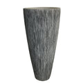Hand Made Conical Ribbed Flower Vase Sandstone Planter White