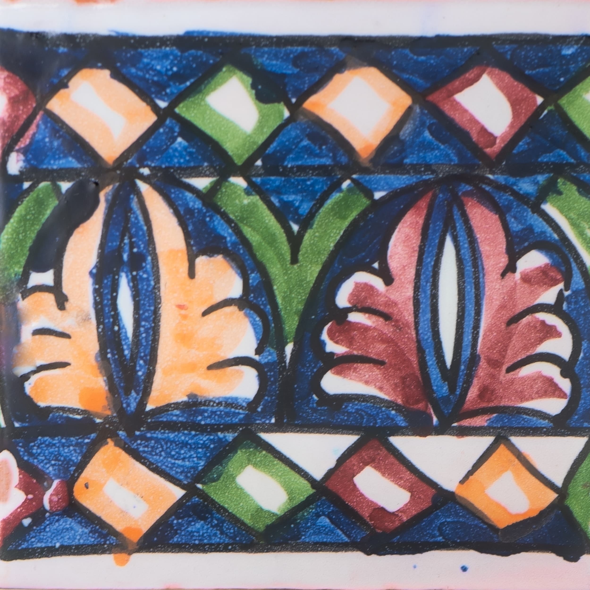Hand Painted 4X4 Border Moroccan Tile