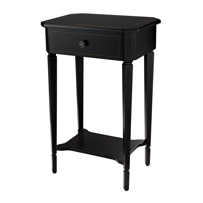 Hand Painted Black Finish Rectangular Accent Table