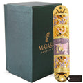 Hand Painted Enamel Mezuzah Embellished With A Floral Design With Gold Accents And High Quality Crystals By Matashi