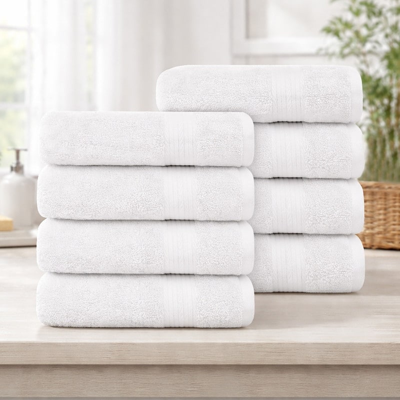 Ample Decor Premium Cotton Extra Absorbent 8 Pcs Hand Towel Set 18 X 28 Inch
