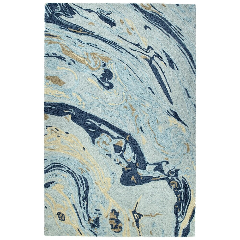 Hand Tufted Artworks Blue Wool Rug 96 X 13