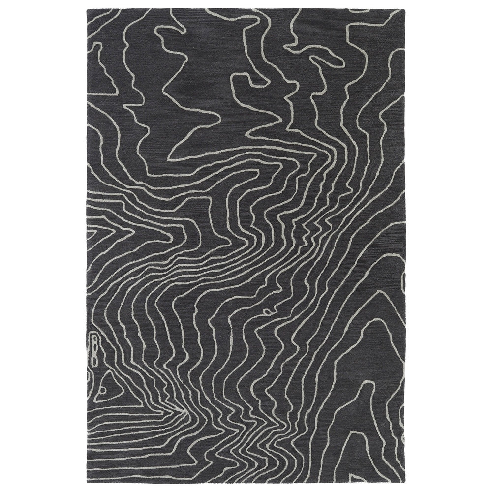 Hand Tufted Artworks Charcoal Waves Rug 9 X 12
