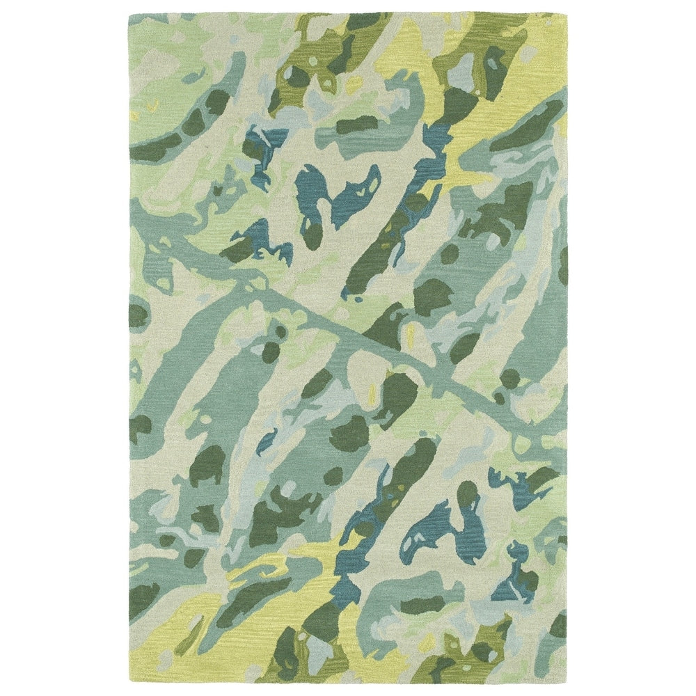 Hand Tufted Artworks Painted Turquoise Rug 8 X 10