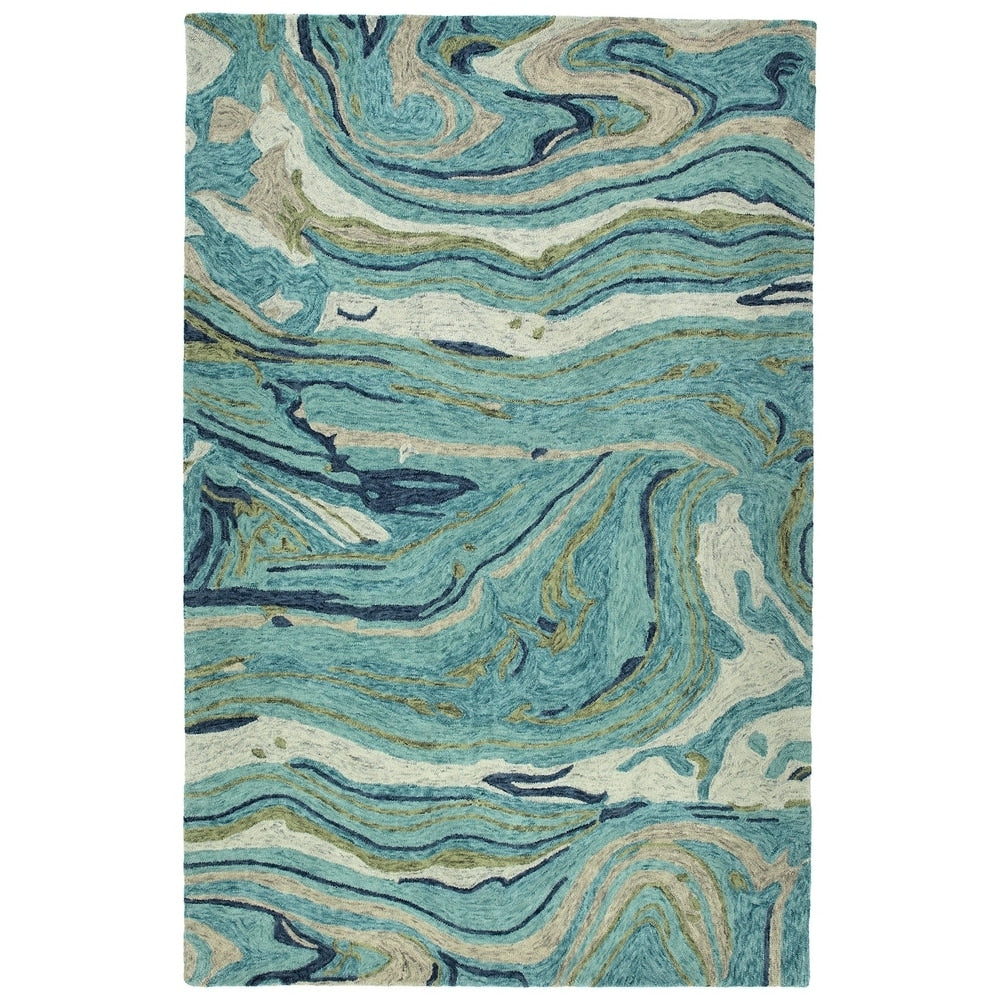 Hand Tufted Artworks Teal Wool Rug 5 X 79