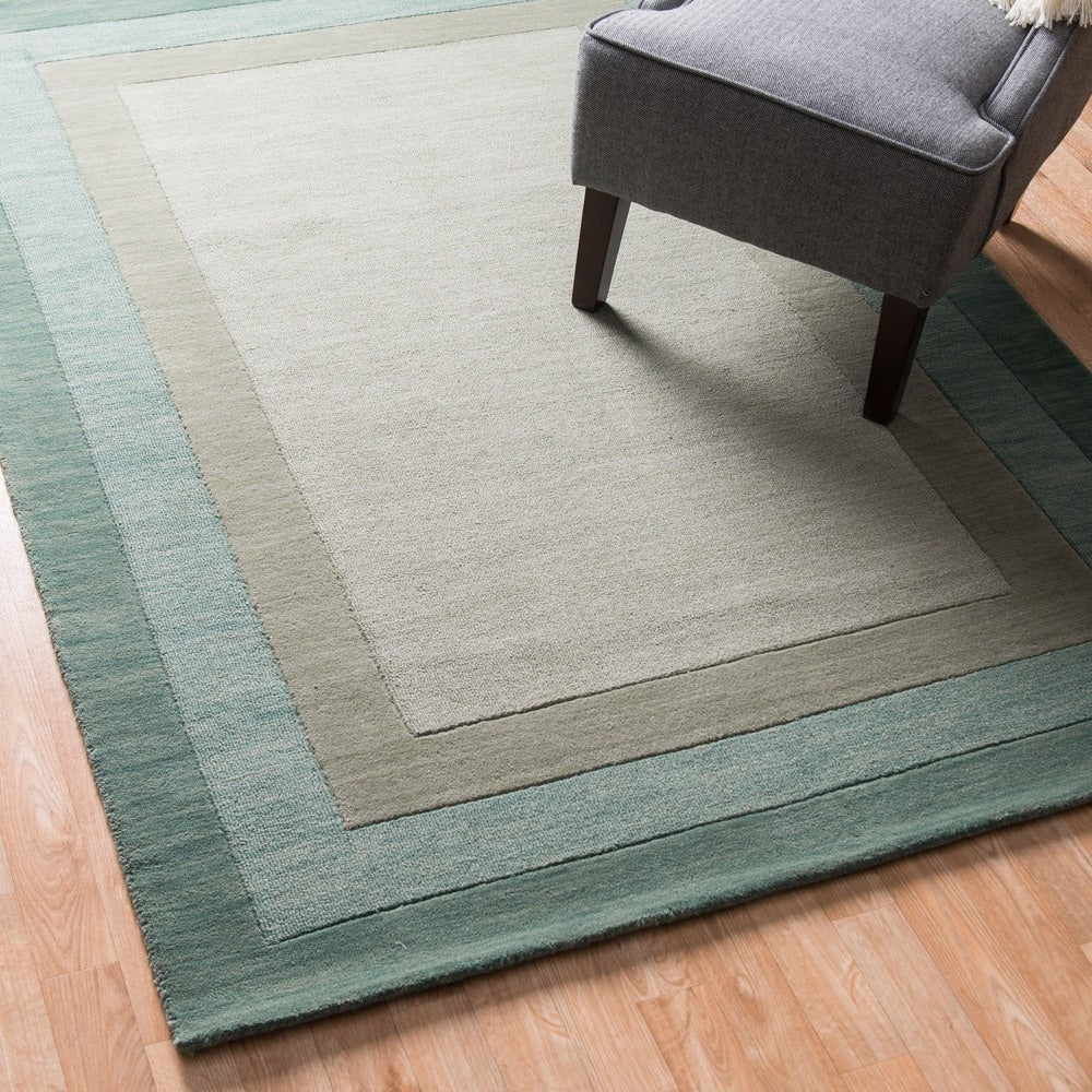 Hand Tufted Mid Century Solid Border Wool Area Rug 5 X 76