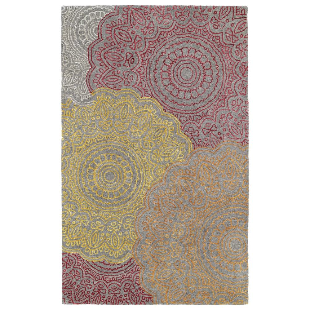 Hand Tufted Ombre Fire Pinwheel Rug 5 X 79