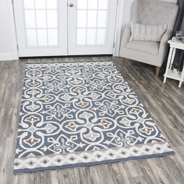 Rizzy Home Blue Grey Wool Hand Tufted Medallion Area Rug 8 X 10 8 X10