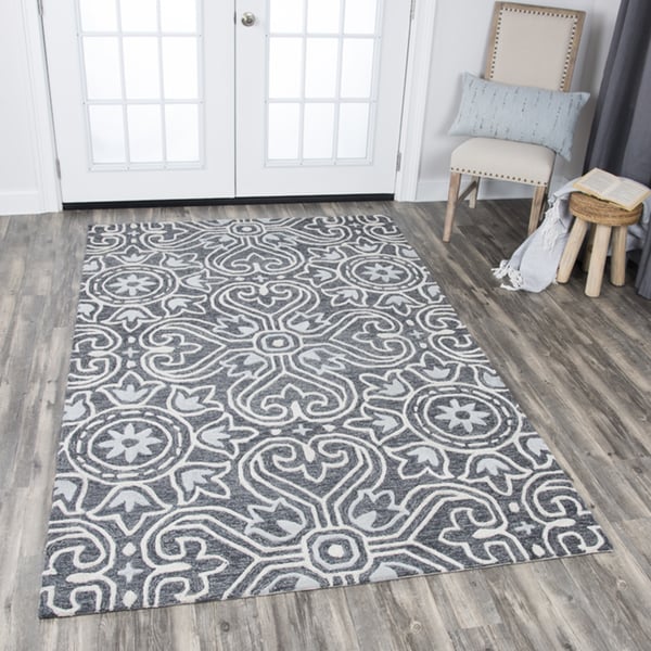 Rizzy Home Hand Tufted Opulent Grey Wool Medallion Area Rug 10 X 13 10 X 13