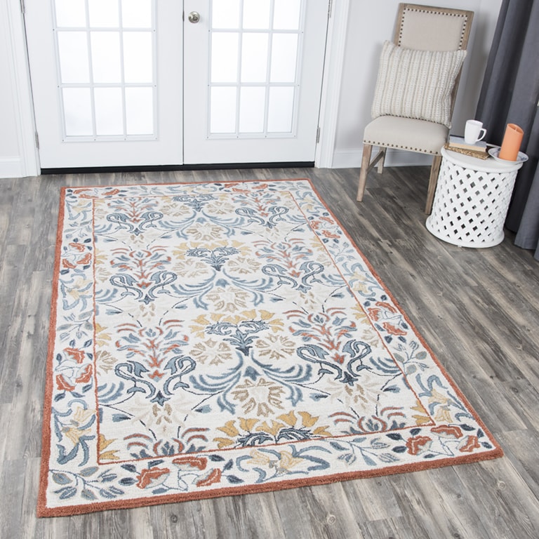 Rizzy Home Hand Tufted Opulent Natural Wool Floral Area Rug 9X12 9 X 12