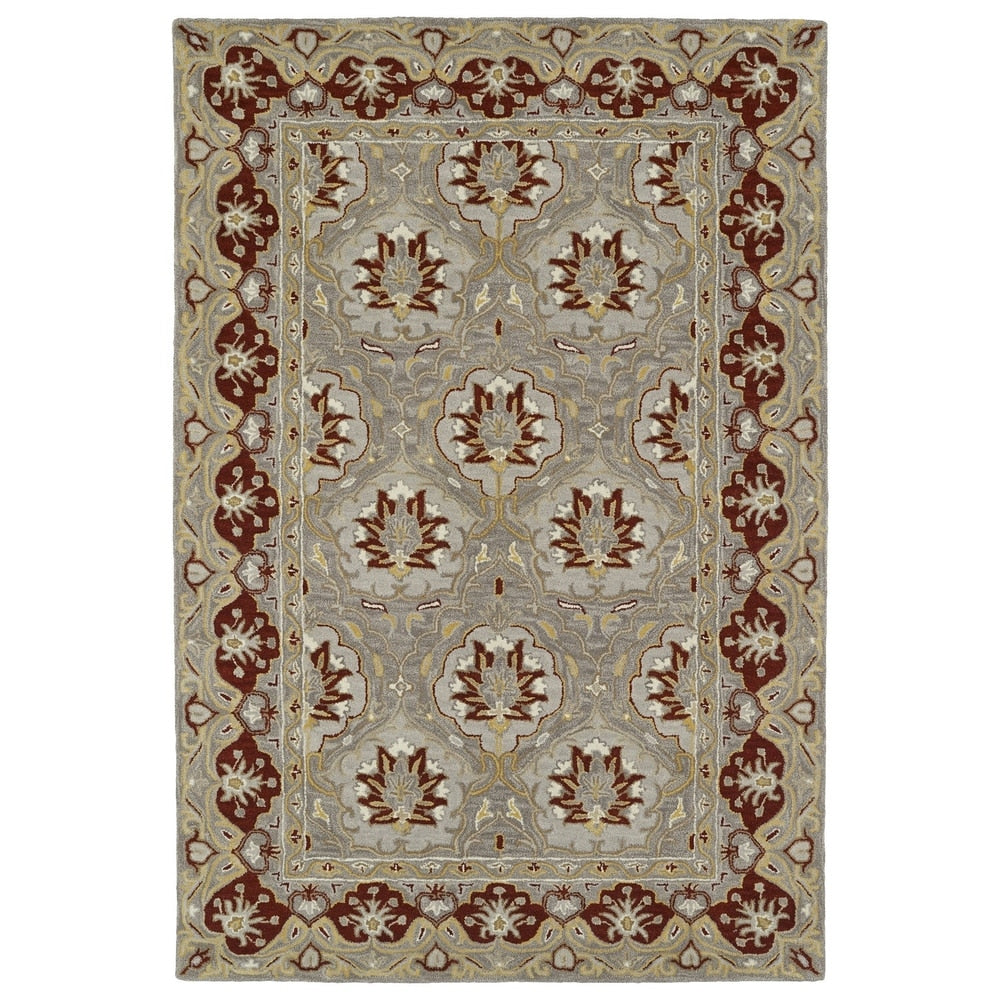 Hand Tufted Perry Panel Grey Wool Rug 8 X 10
