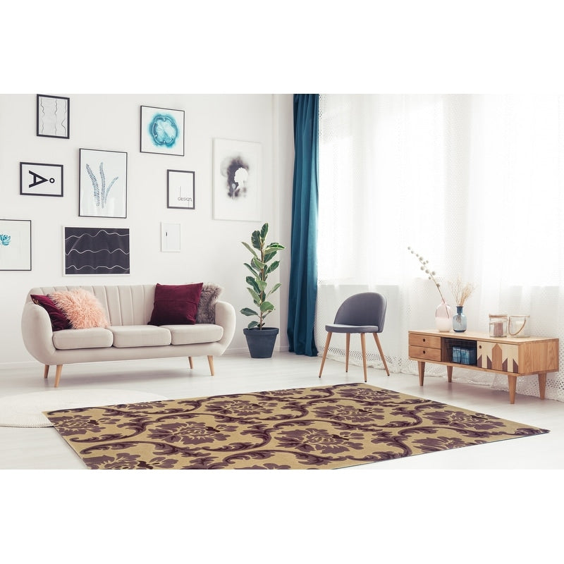 Hand Tufted Trio Collection Ppaer Purple Polyester Rug 5 X 7 5 X 7