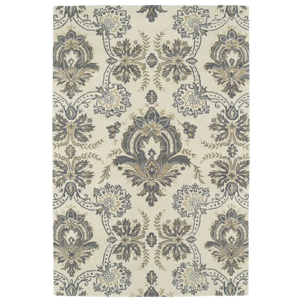 Hand Tufted Seldon Ivory Damask Rug 3 X 5