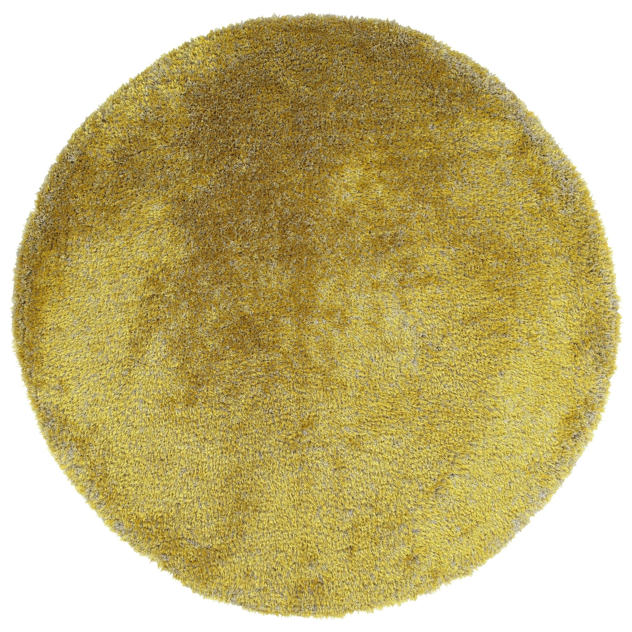 Hand Tufted Silky Shag Lime Green Polyester Round Rug 8 Round